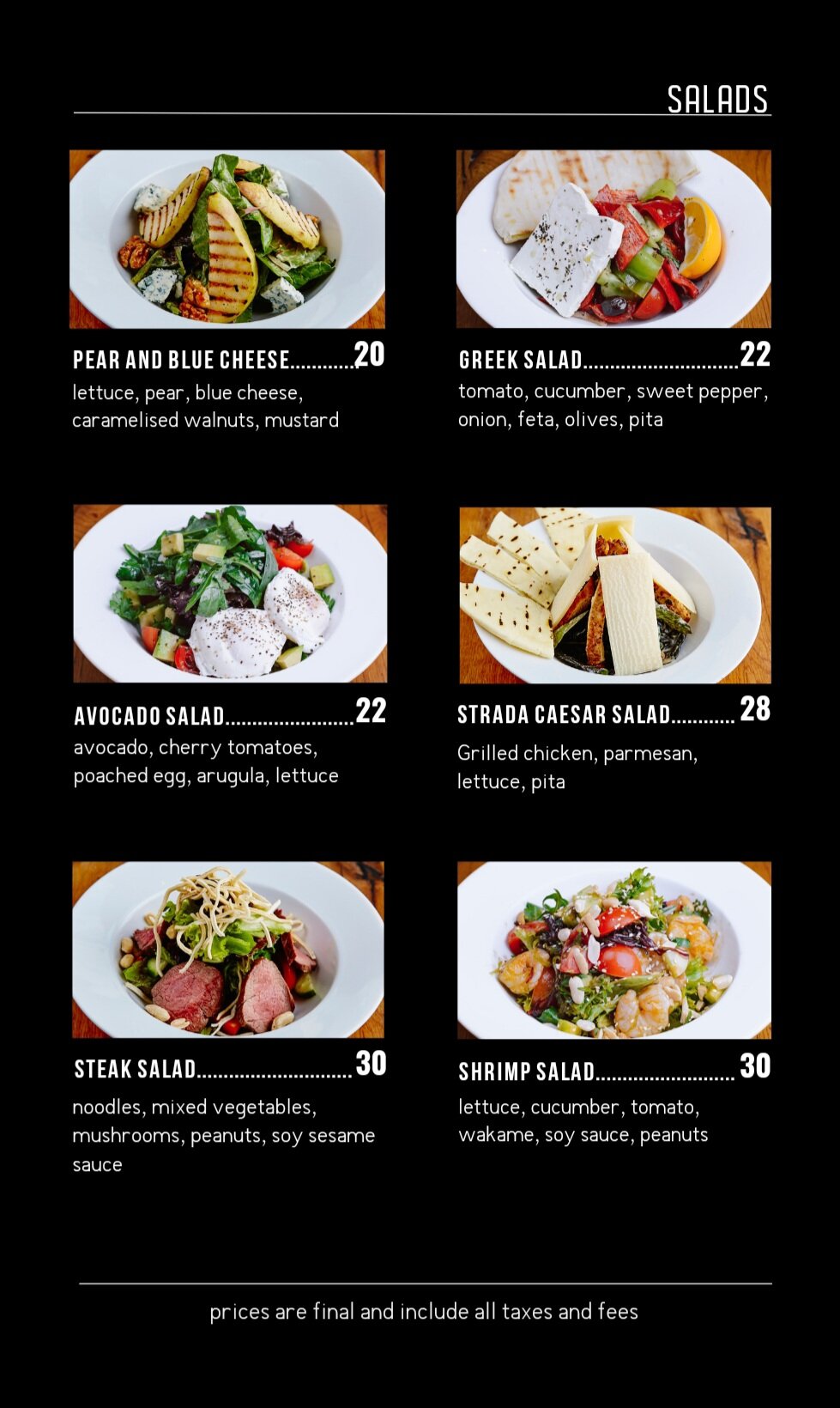 Strada West Menu Strada Menu β Strada