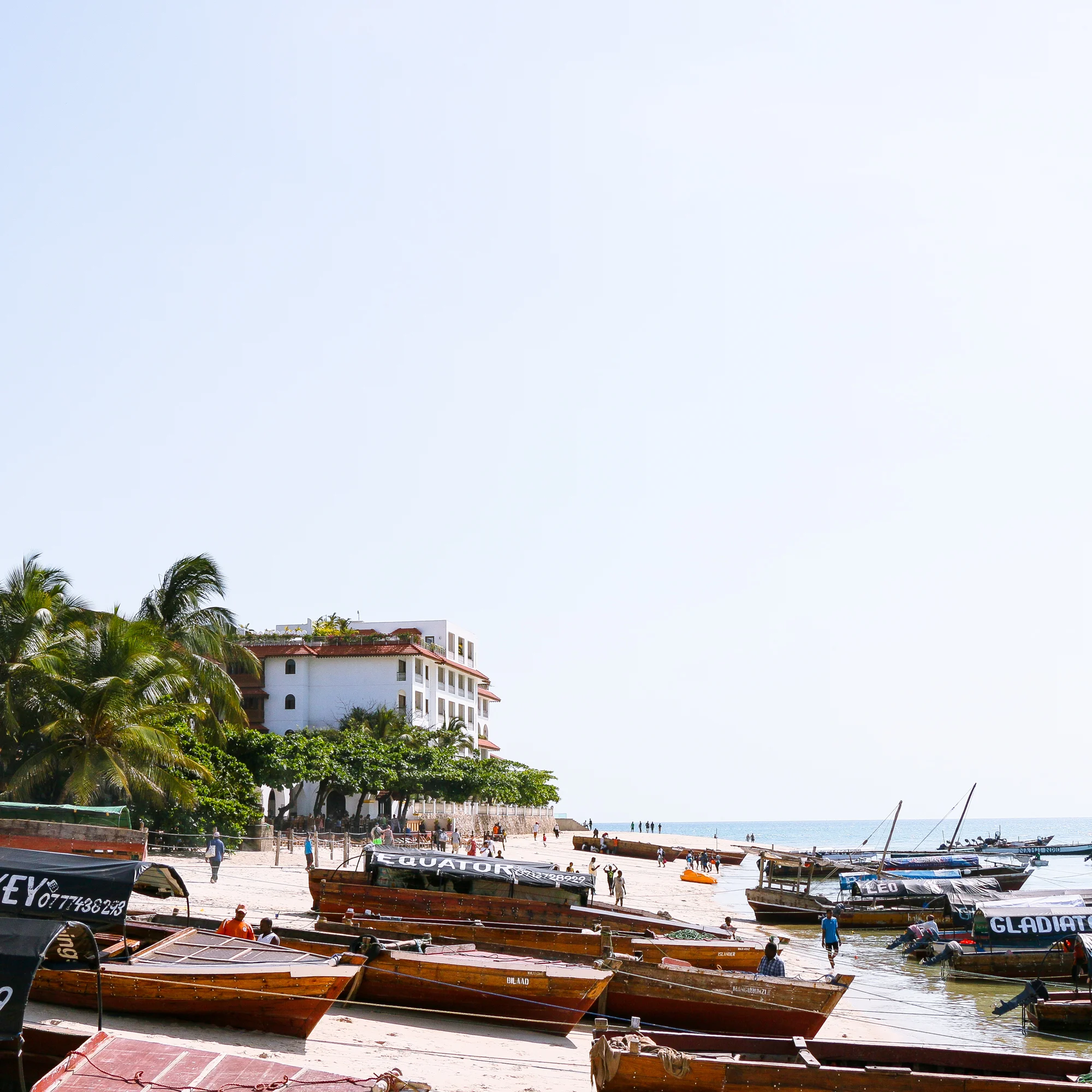 Foreshore and fishing boats Stone Town Zanzibar