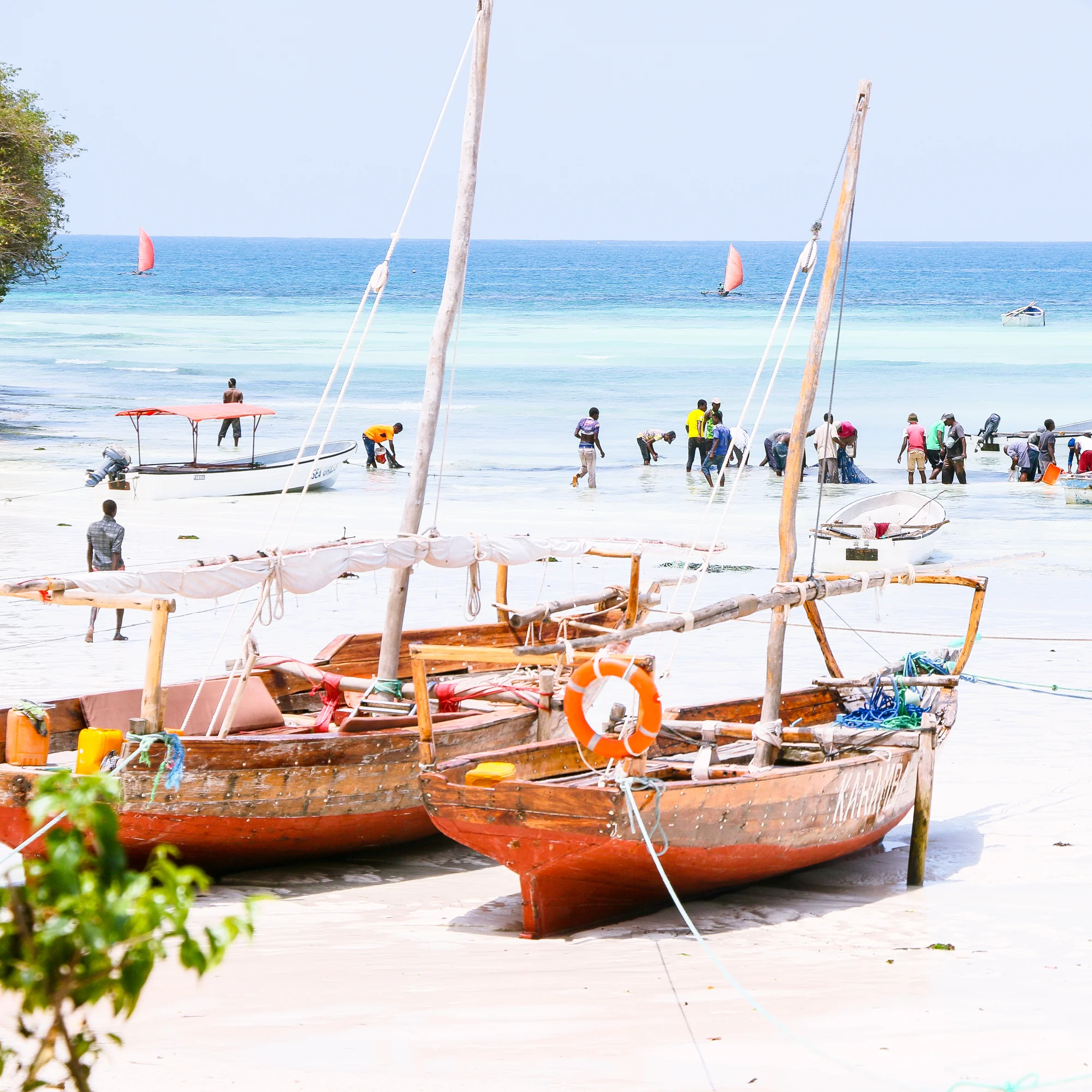 Fisherman changing shifts at Kizimkazi Mtendeni, a beautiful bay at southern tip of Zanzibar.