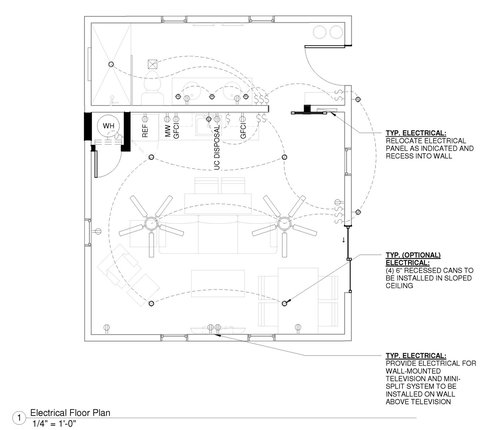 Floor plan including electrical details.