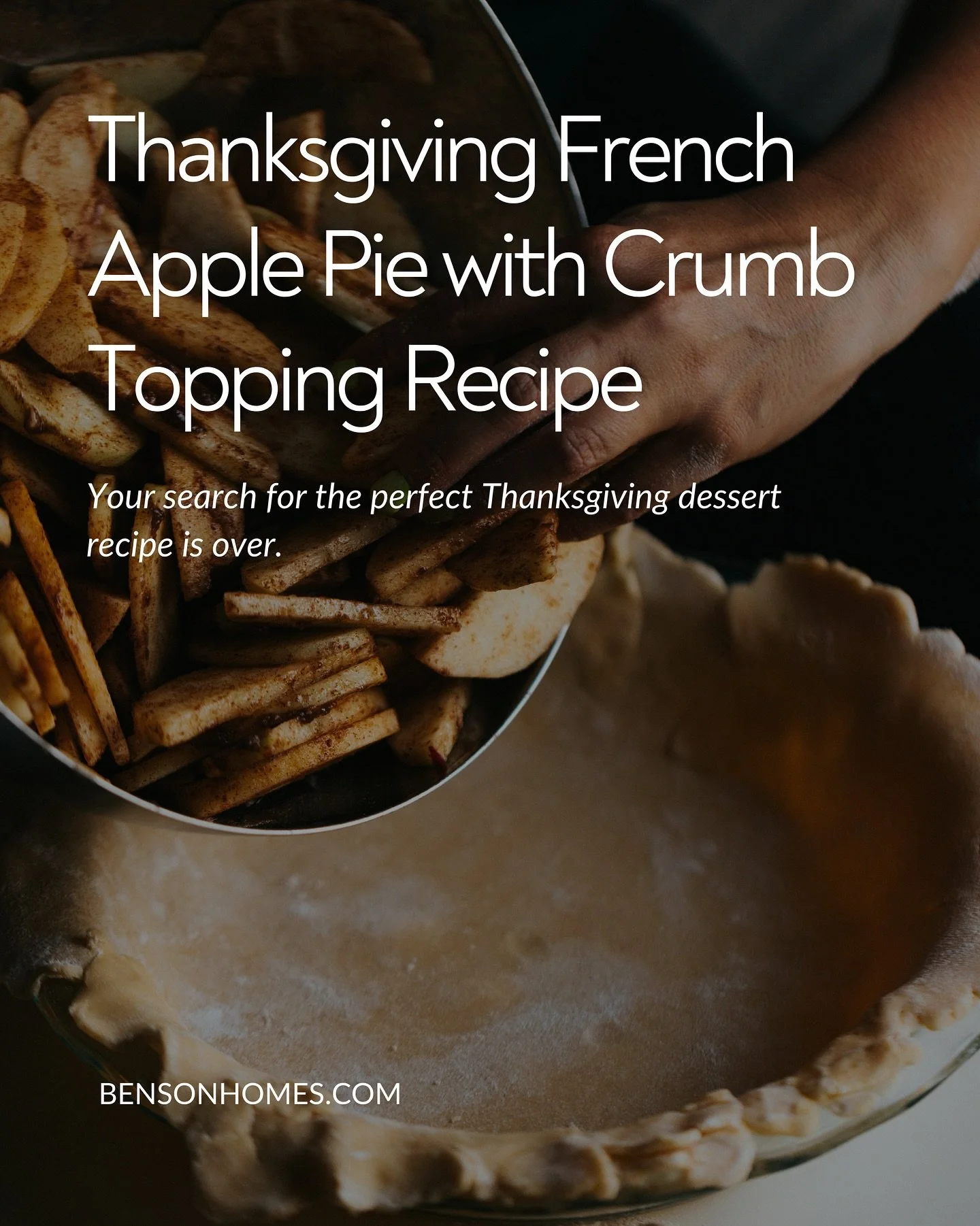 Every Thanksgiving, Jim and Linda Benson&rsquo;s oldest daughter, Sharon, makes her show-stopping French apple pie &ndash; and trust us, it steals the spotlight! 🍎🍏

With warm, cinnamon-spiced apples and a buttery crumb topping, this pie is the des