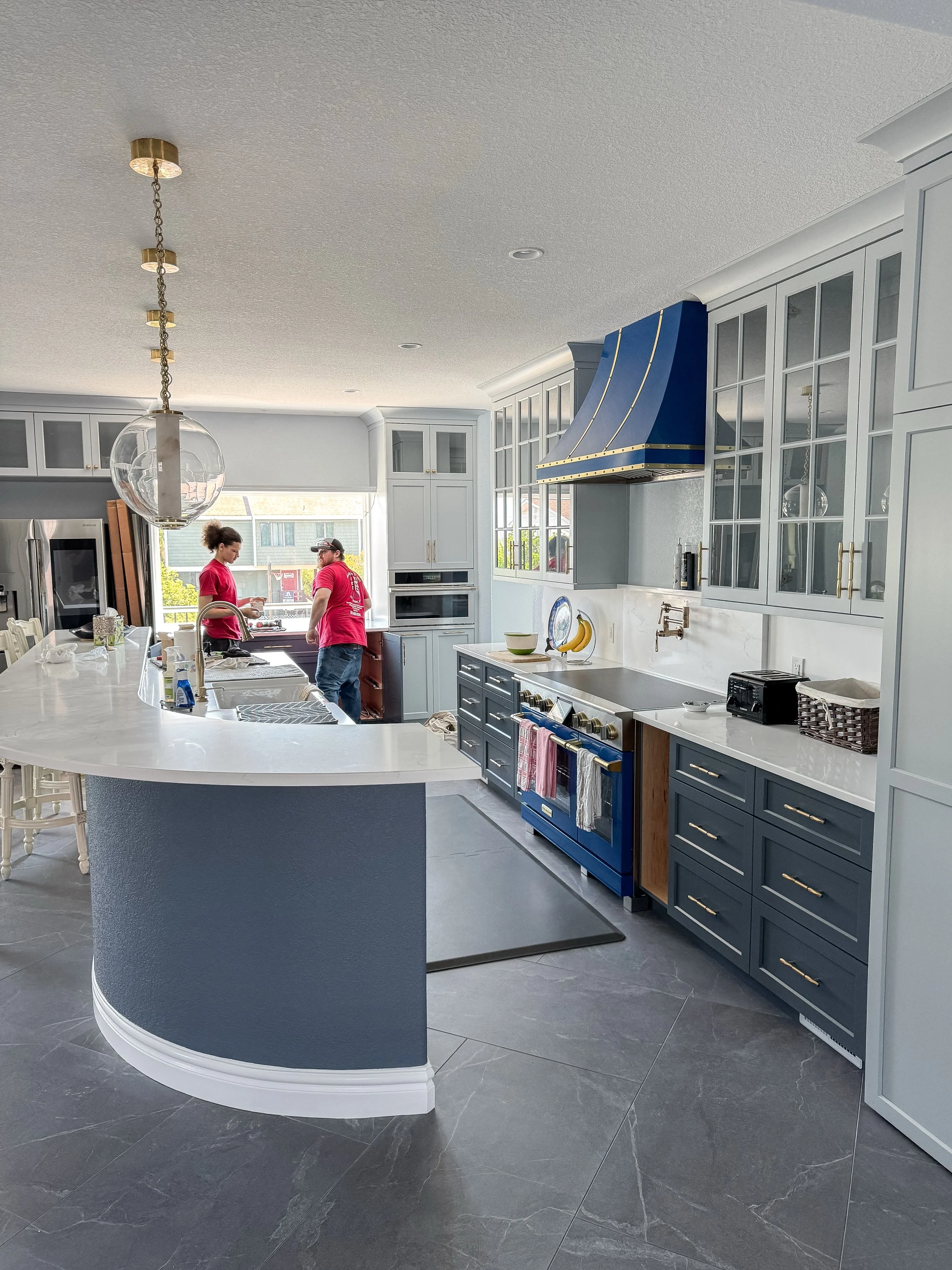 Bold and beautiful. 

Just installed this stunning blue range in our Sandbridge client&rsquo;s home. This project is nearly complete, and we can&rsquo;t wait to share all the final details with you.✨