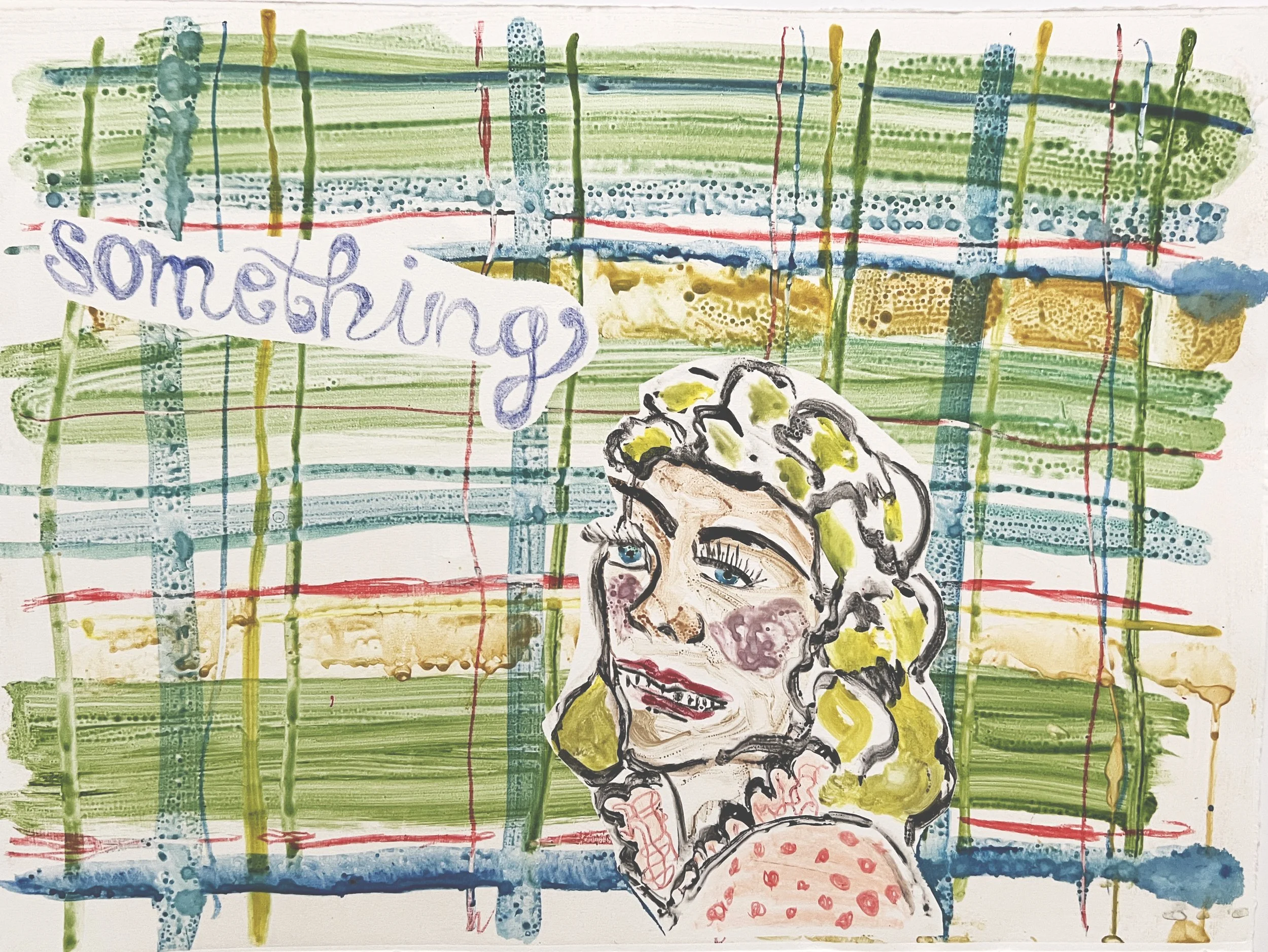 Something, Monoprint, 18x23" , 2025