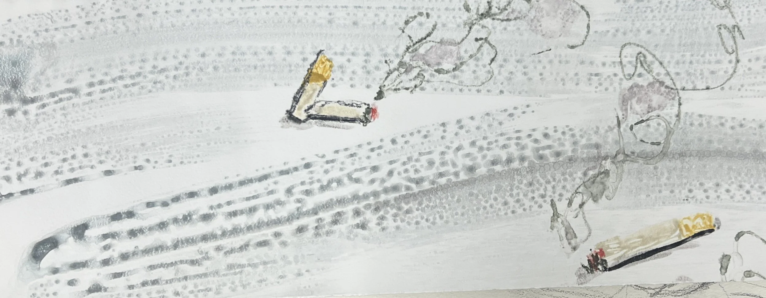 Sidewalk, monoprint, 19x 6" , 2025