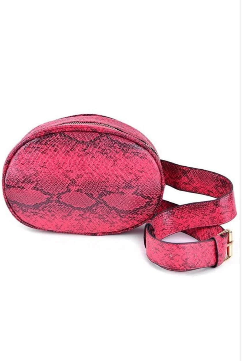 RED SNAKE SKIN BELT BAG