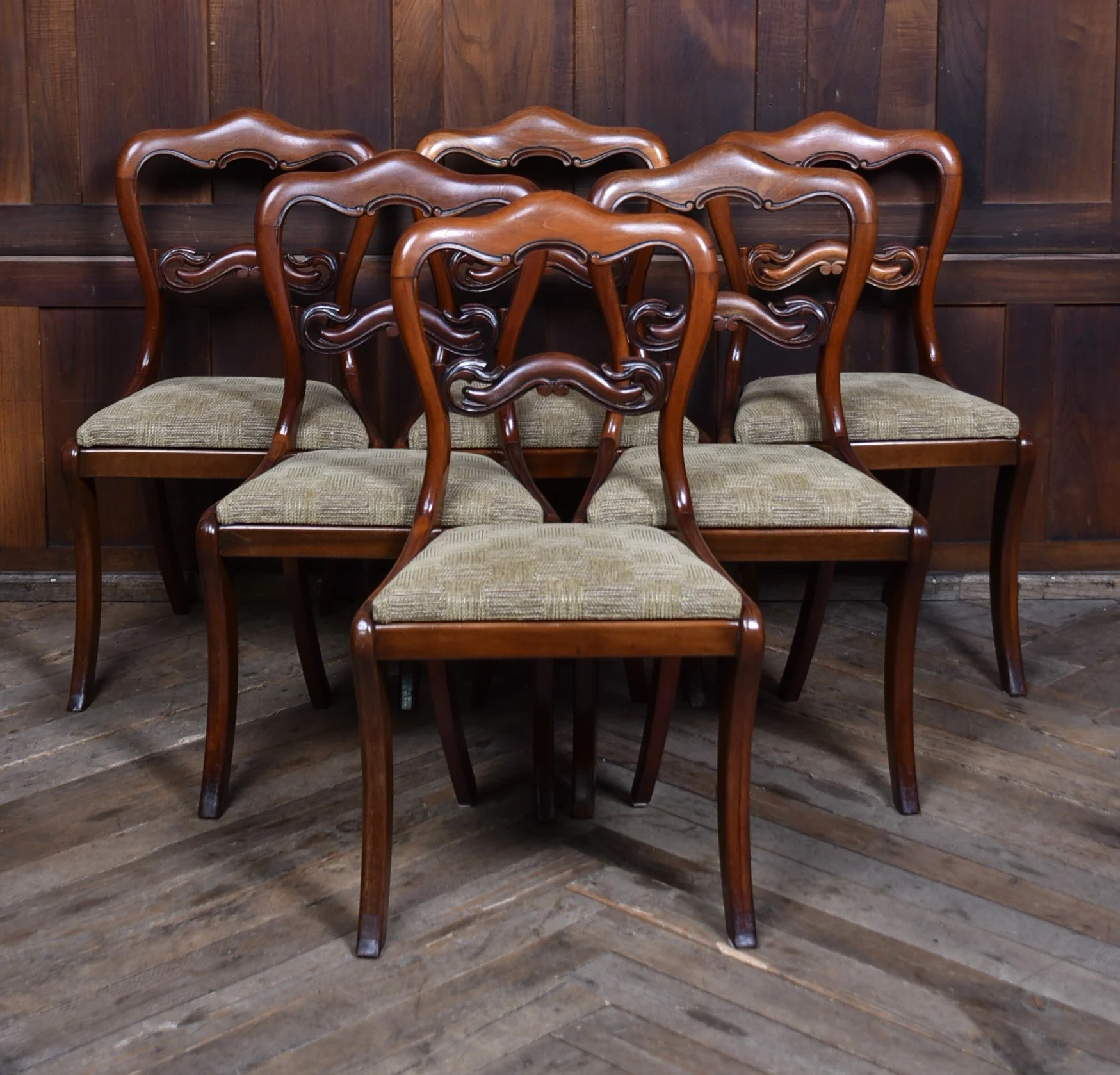 Set Of 6 Victorian Walnut Dining Chairs - SAI3592