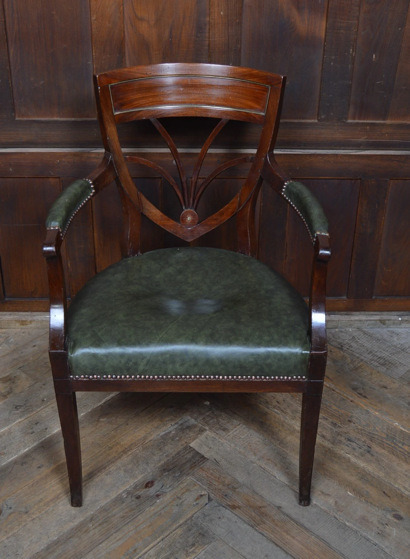 Mahogany And Leather Arm-chair - SAI3495