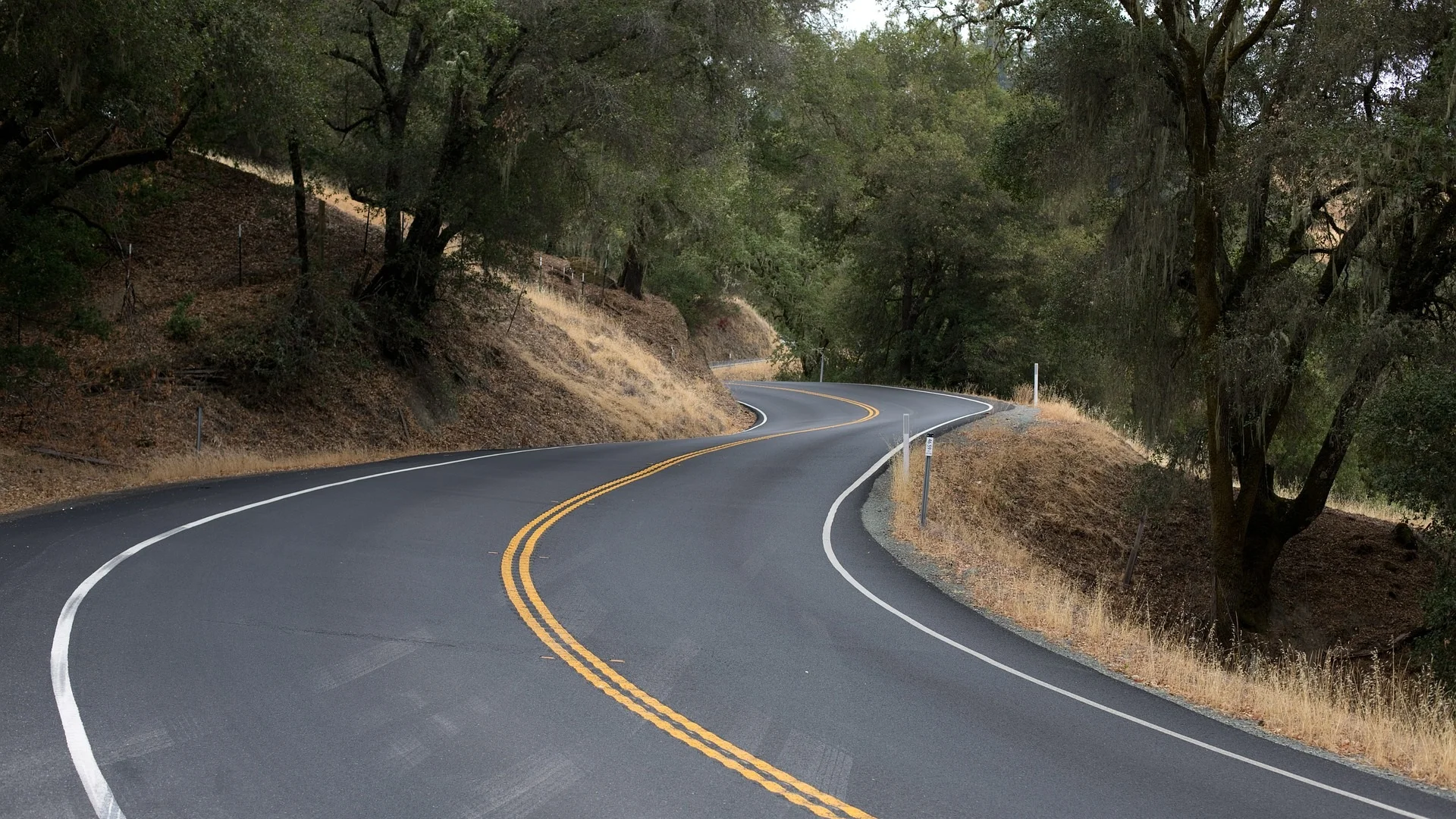 Winding two lane paved road