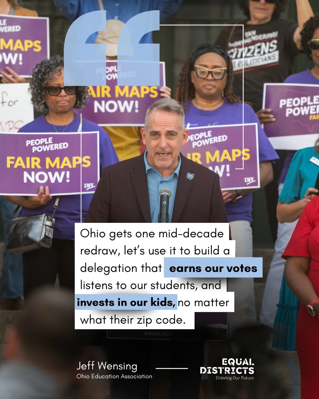 📢 Ohio only gets ONE shot at a mid-decade redraw. Let&rsquo;s make it count.

As Jeff Wensing from the Ohio Education Association reminds us: we deserve a delegation that earns our votes, listens to our students, and invests in our kids&mdash;no mat
