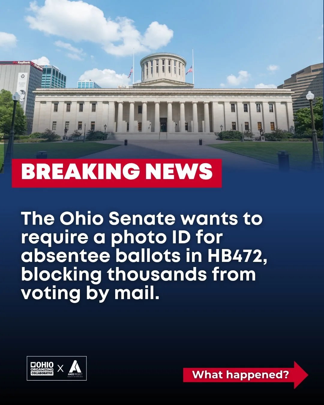 🚨 OHIO: New voter suppression legislation is moving FAST.

HB472 would require photo ID for absentee ballots, making it harder for working families, seniors, students, and people with disabilities to vote by mail.

This isn&rsquo;t about security. I