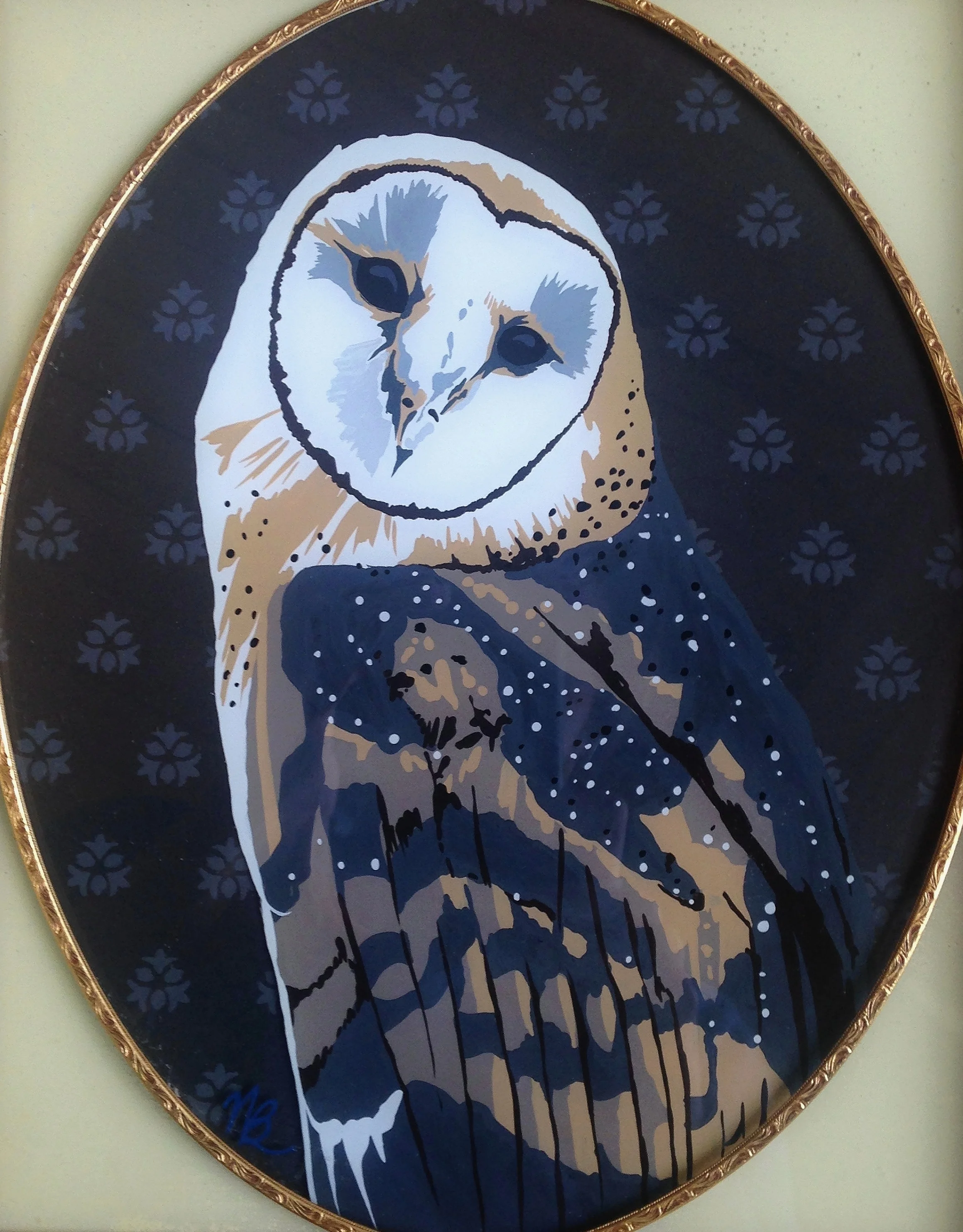 Bird Hero, enamel on glass