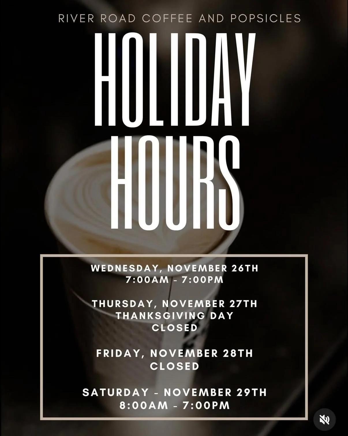 We are open normal hours on Monday, Tuesday, and Wednesday of this week (7:00am - 7:00pm). We will be CLOSED Thursday and Friday for Thanksgiving and Black Friday. 

We will reopen for Small Business Saturday, November 29th, at 8:00am. 

Our bottled 