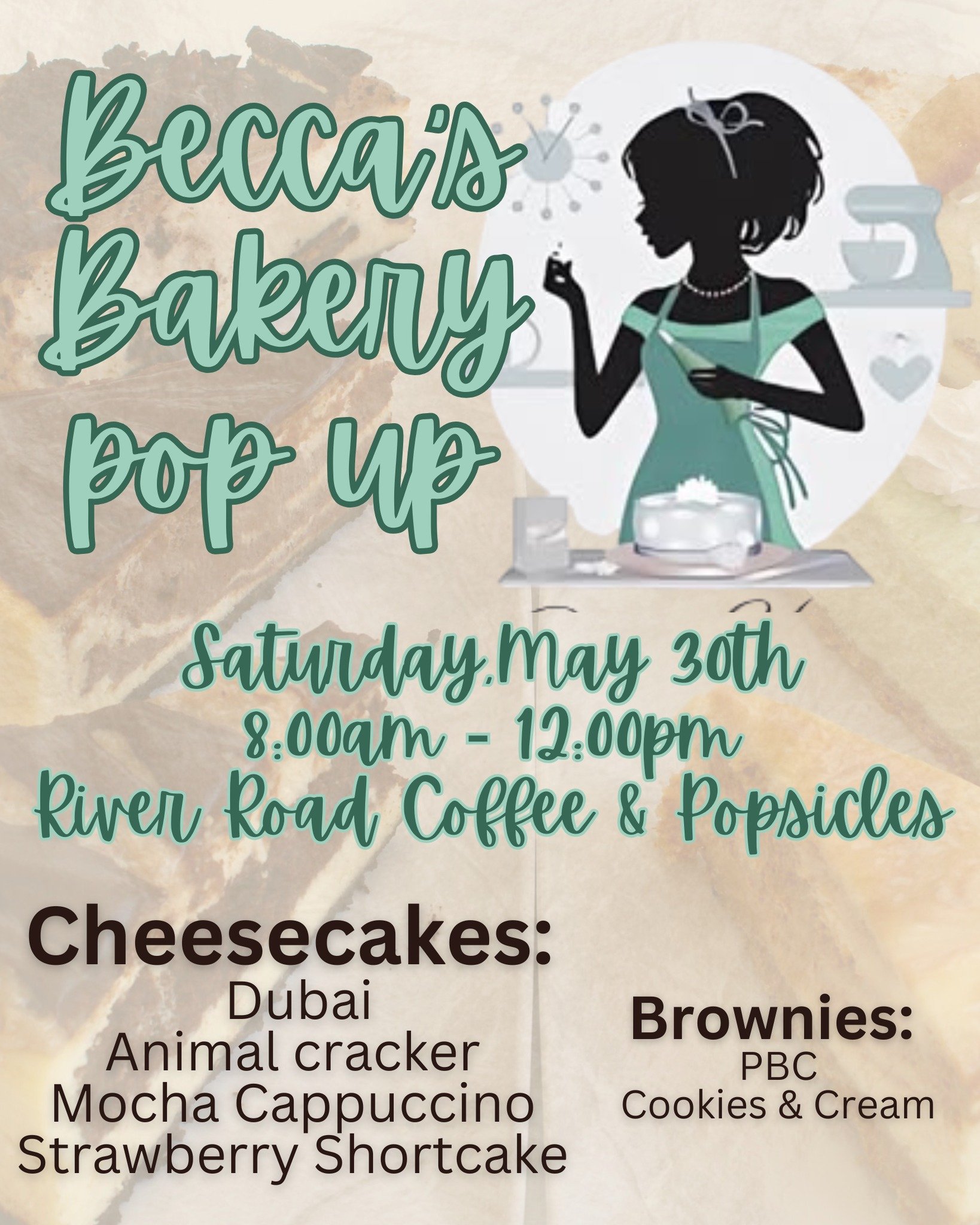 We have a new pop up vendor tomorrow! @beccasbakery321 will be in the shop with her delicious cheesecakes and brownies from 8:00am - 12:00pm! 

Come on out and get a special treat as you enjoy your Saturday! 

#Coffee #Popsicles #SupportSmallBusiness