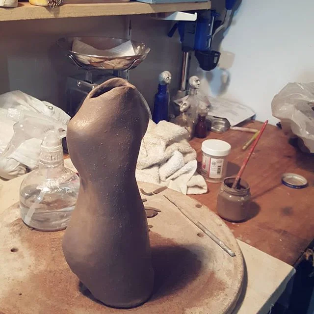 Late nights in the studio feel so good until you realize your back is killing you. Time for bed. I'll be back to finish this gal tomorrow.