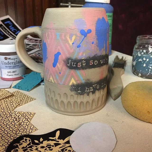I'm going to have some fun mugs for sale you guys! Brought to you by some awesome music from downtown Monroe. 😊🎨👐❤️
