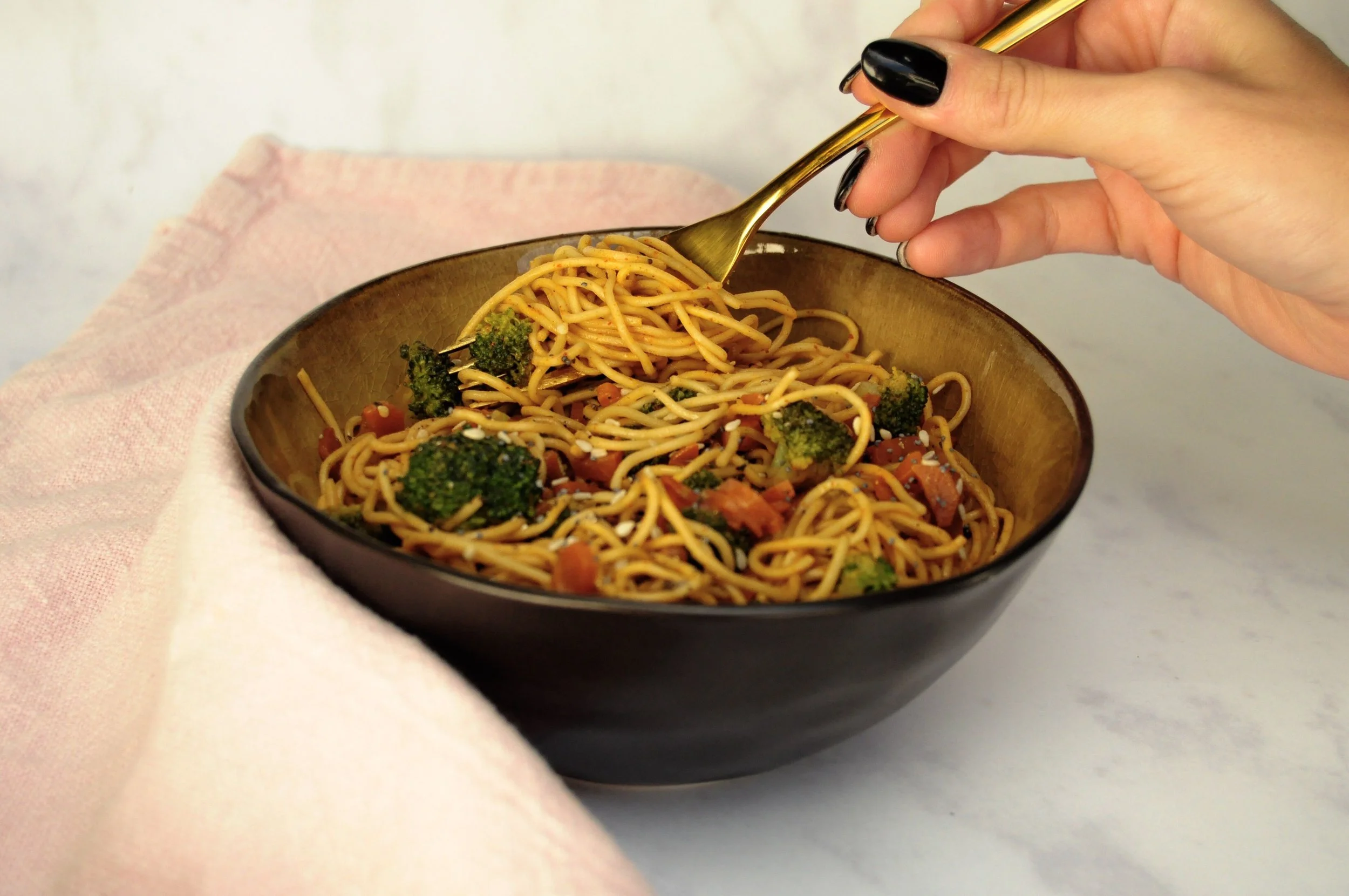 Noedels met kokosroom