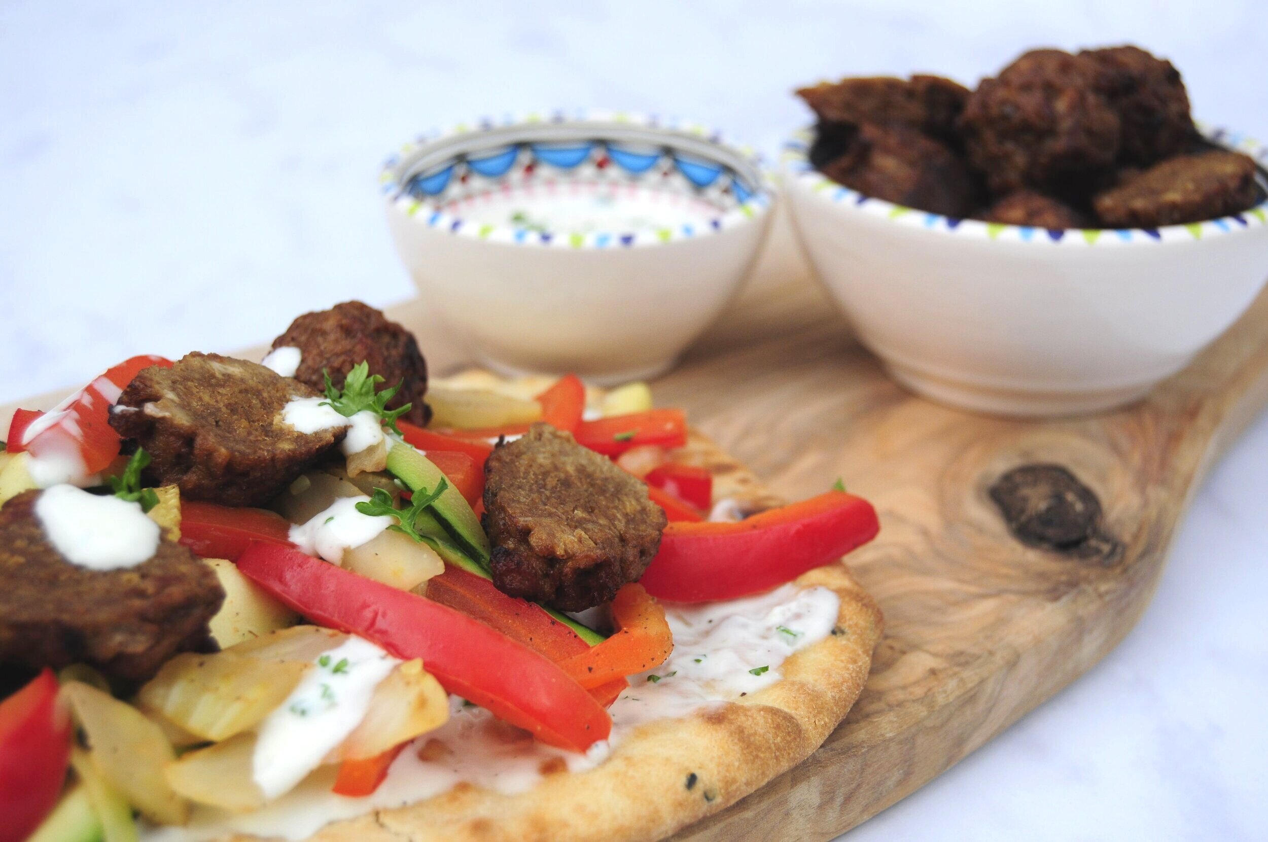 Naanbrood met vegetarische balletjes