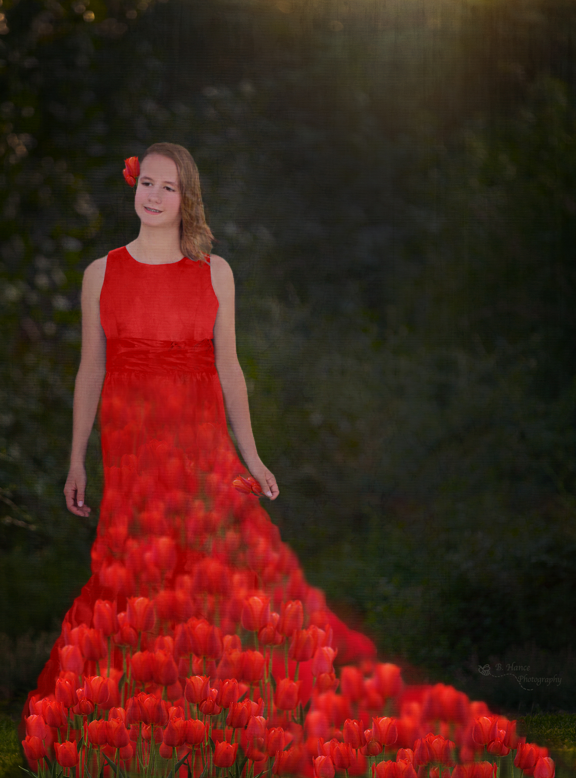 Custom Red tulip dress