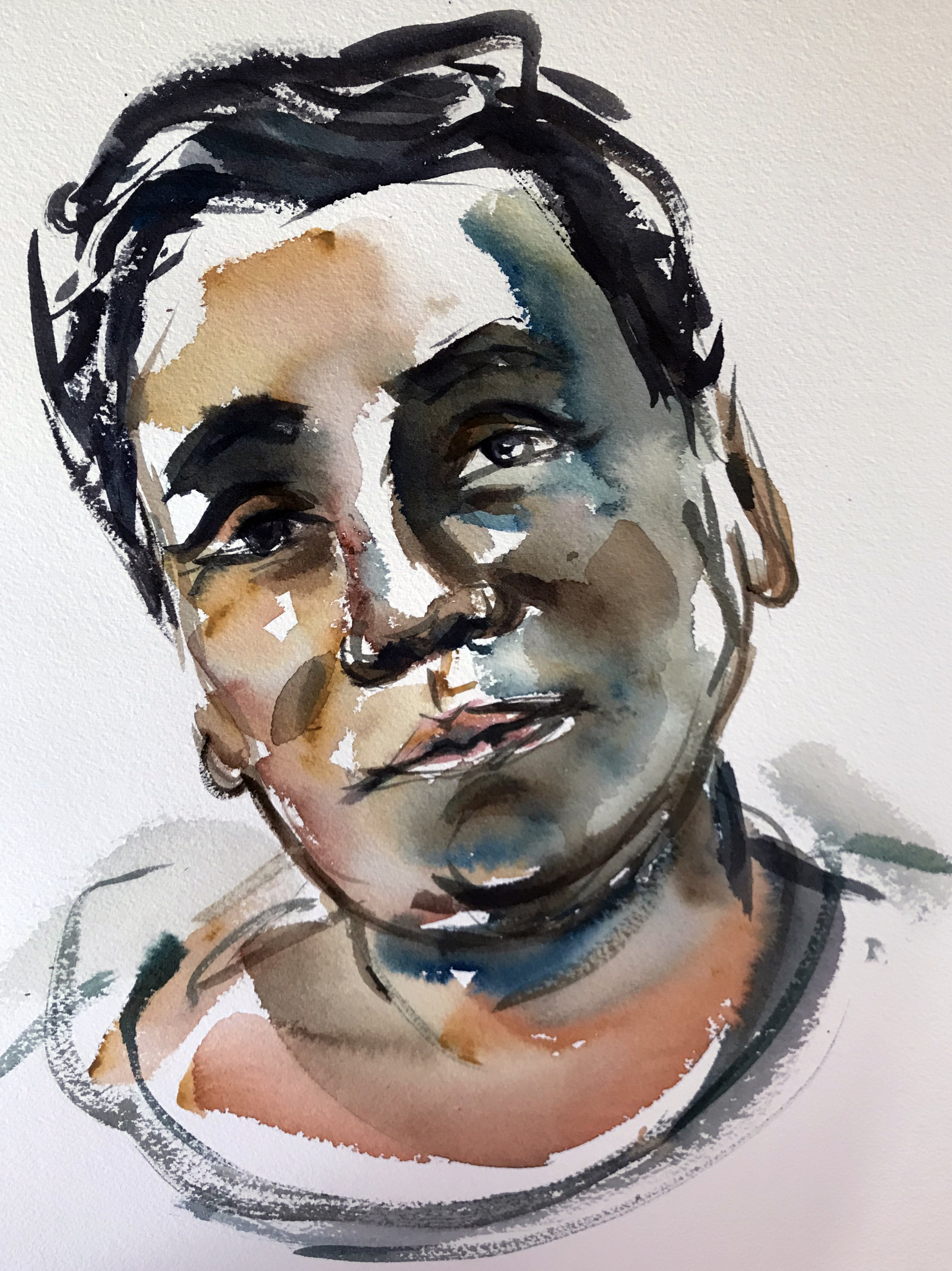 Quick sketch watercolor portrait