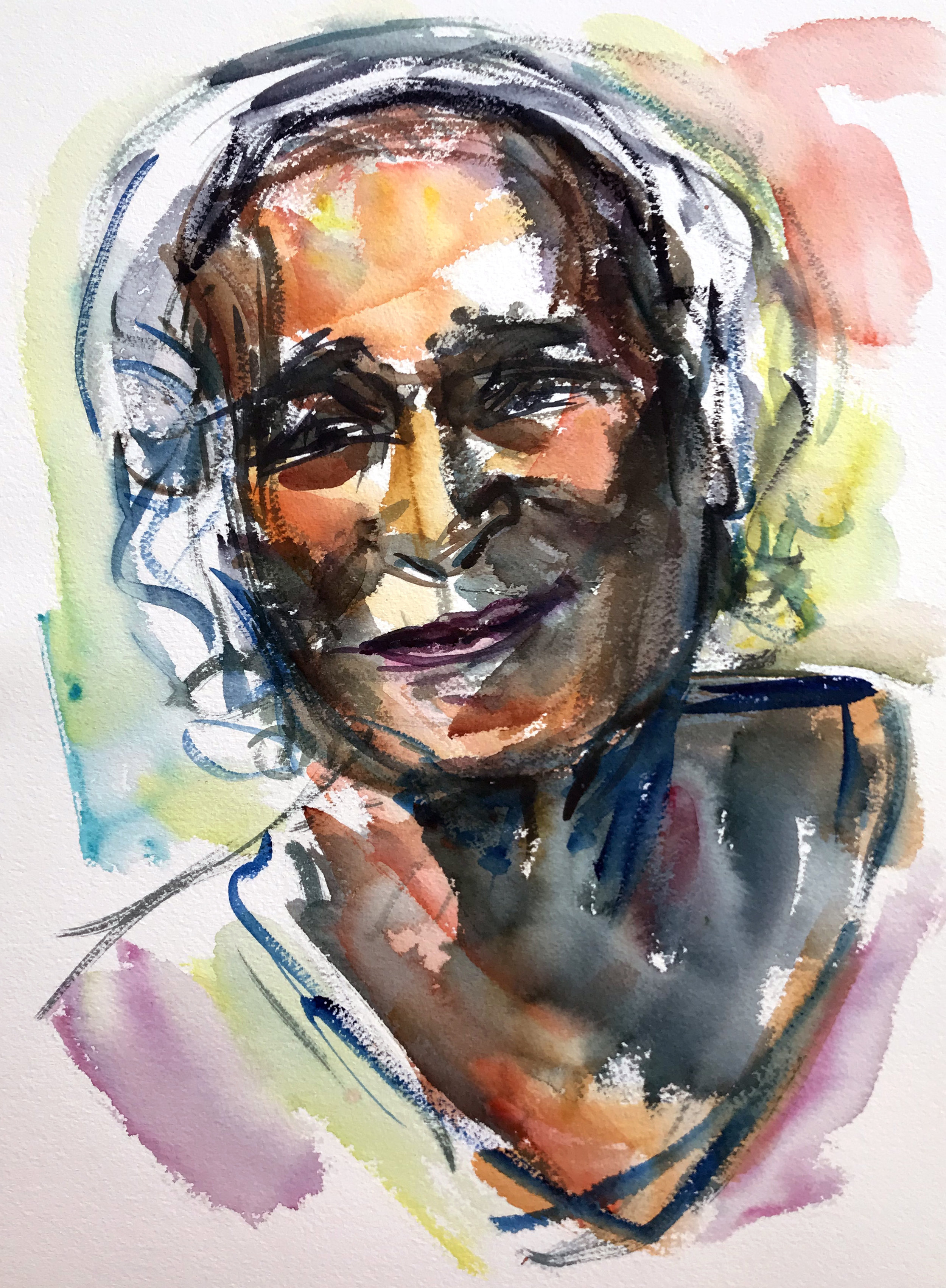 Quick sketch watercolor portrait