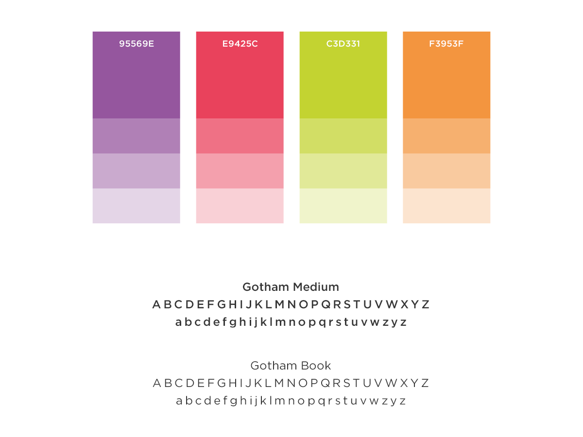 Basic Brand board for NFER, showcasing colour palette and font choices.
