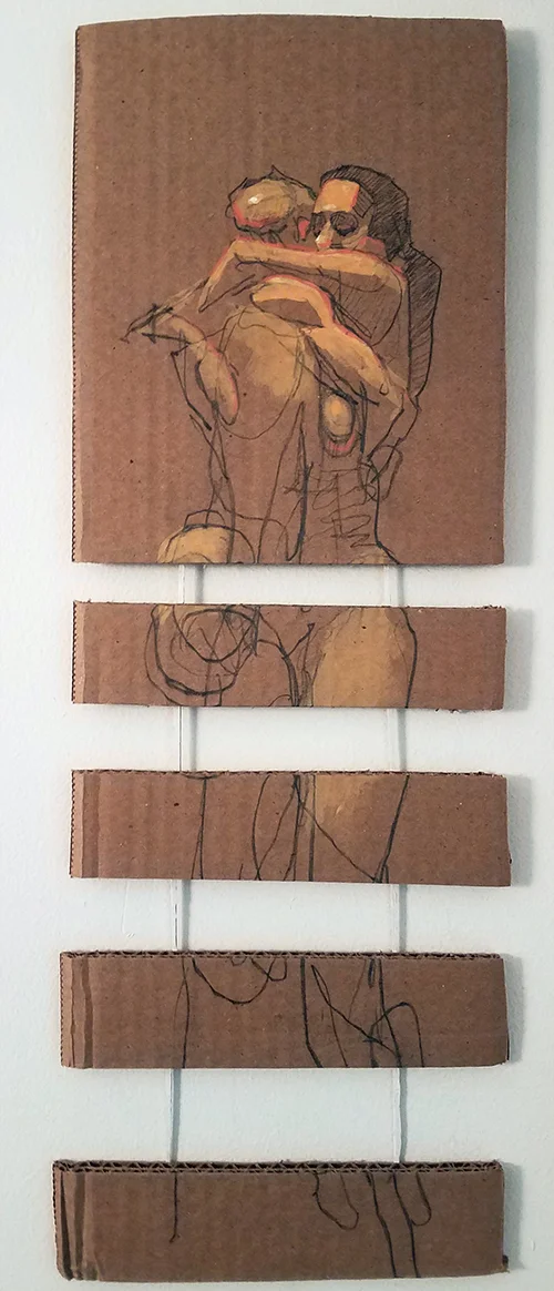 Falling - Acrylic on Cardboard