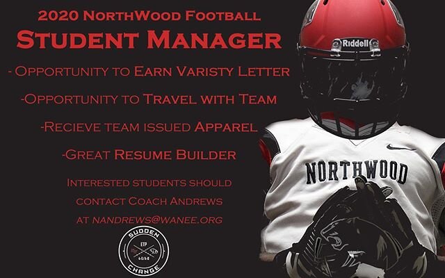GREAT OPPORTUNITY!! NG3 is helping build and develop the student manager program for NorthWood Football for the upcoming football season! Here are 3 reasons to become a team manager...
1. It&rsquo;s a great way to become apart of a team and have the 