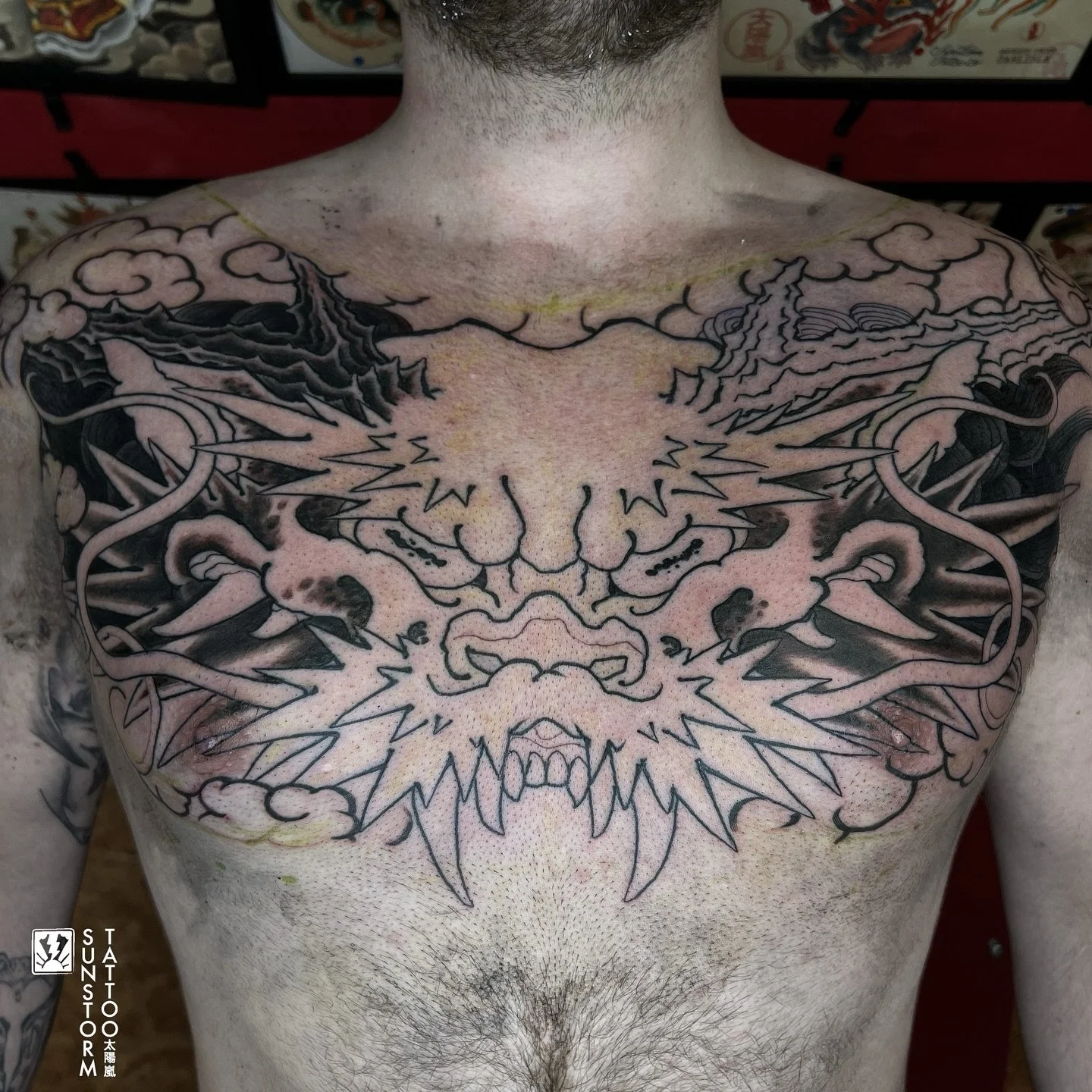 Cool start to Matt&rsquo;s chest 🐲
@seventhswordtattoo 
#tattoos #tattooer #tattoo #chest #dragon #japanesetattoo #irezumi #irezumiuk #carlisle #carlisletattoo #cumbria #cumbriatattoo #sunstormtattoo