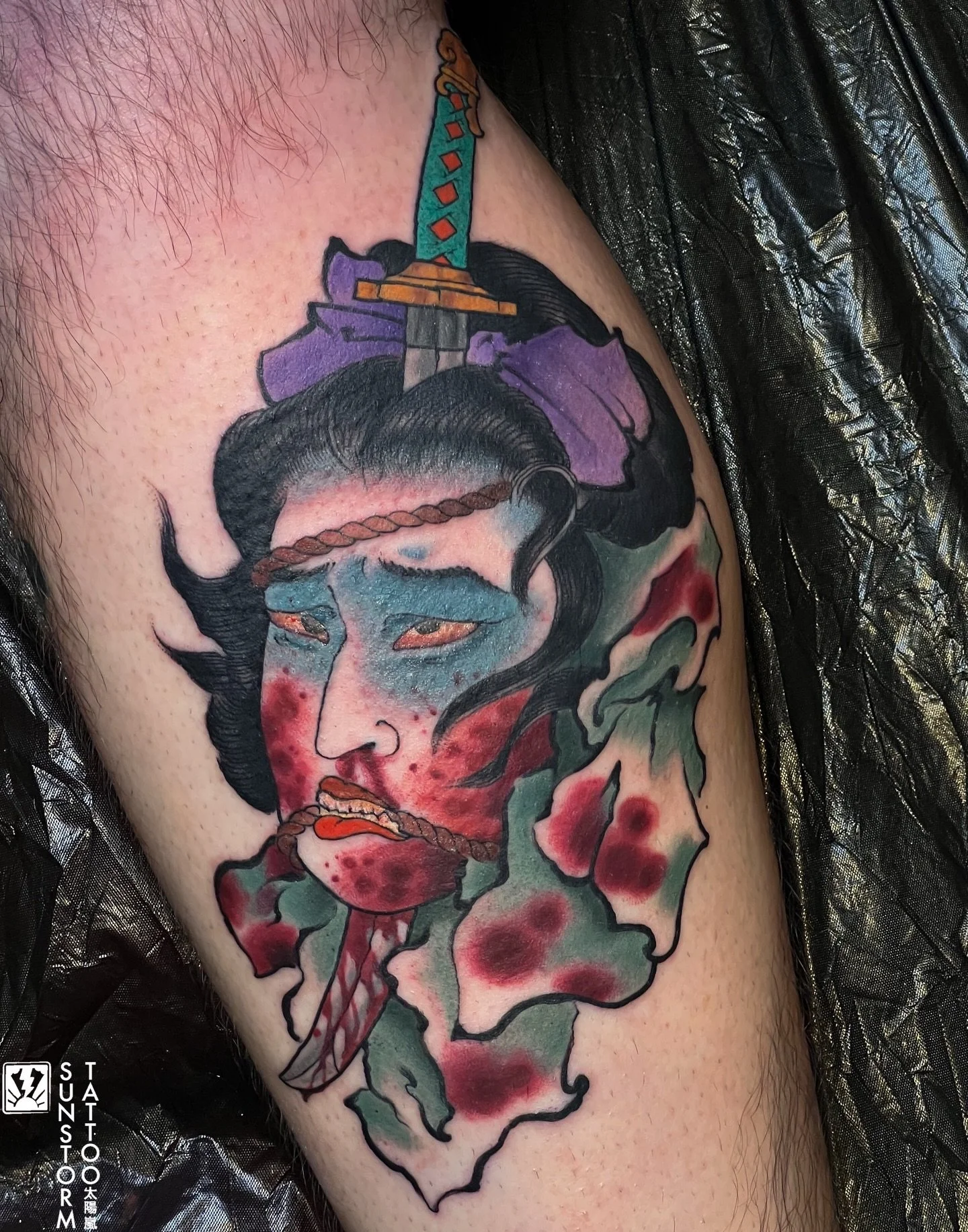 @northlakestattooshow Saturday 🔥
Thanks to @raffupnorth and @carl_leslie 
More tattoos tomorrow., get yourself down 
#tattoos #irezumi #namakubi #yugioh traditional