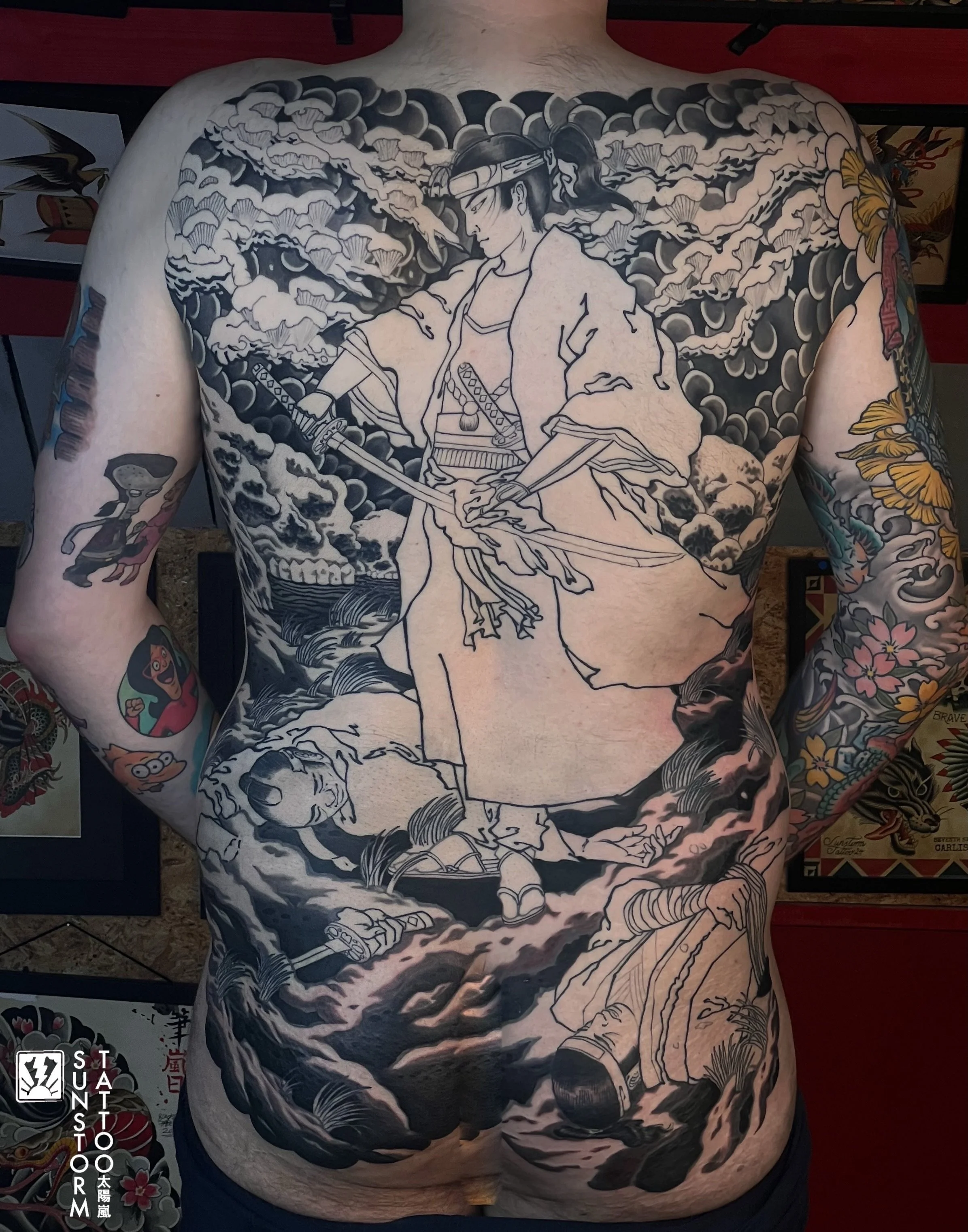 Background greywash complete for @raffupnorth 🔥 Thanks man! 
Stoked with how the snowy skull trees healed from the last session 😁
@seventhswordtattoo 
#tattoos #backpiece #japanesetattoo #irezumiuk #carlisletattoo