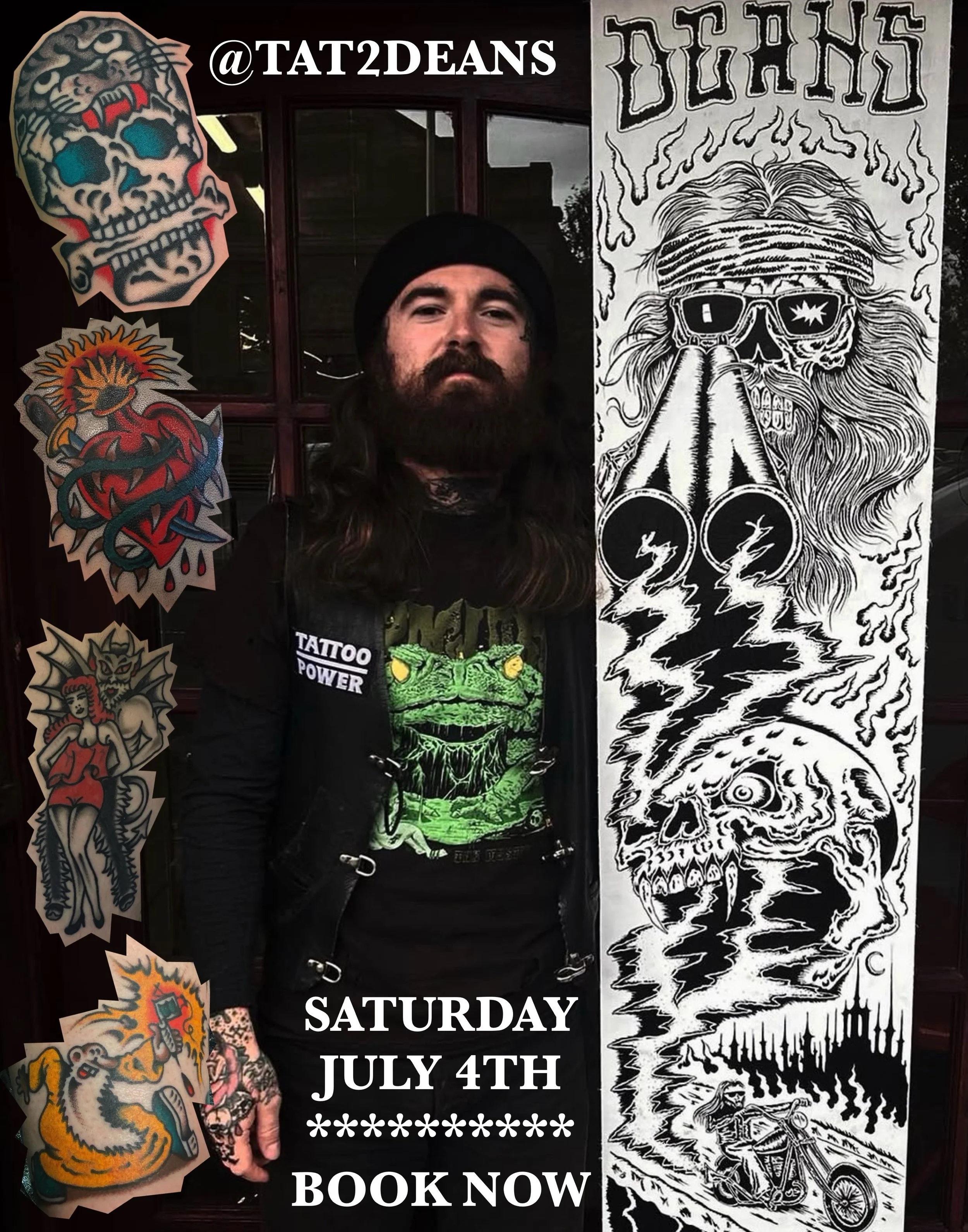 We&rsquo;ve got @tat2deans guesting here at @seventhswordtattoo on JULY 4th!!
You know him from the North Lakes convention, so show him the same love by booking in while he&rsquo;s here 🔥🔥
#tattoos #traditionaltattoos #carlisletattoo #carlisle #cum