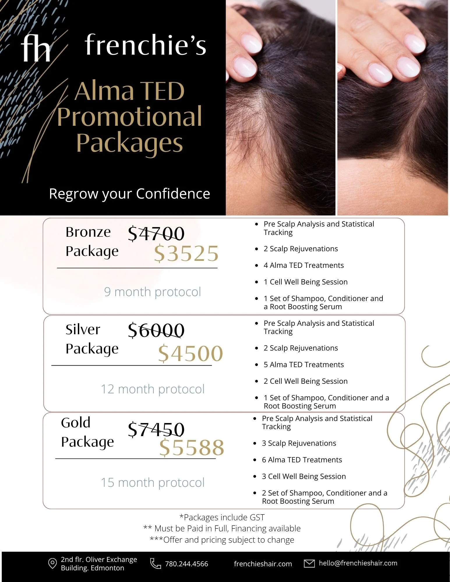 Hair regrowth solutions with Alma TED including scalp rejuvenation and wellness treatments at Frenchie’s Hair