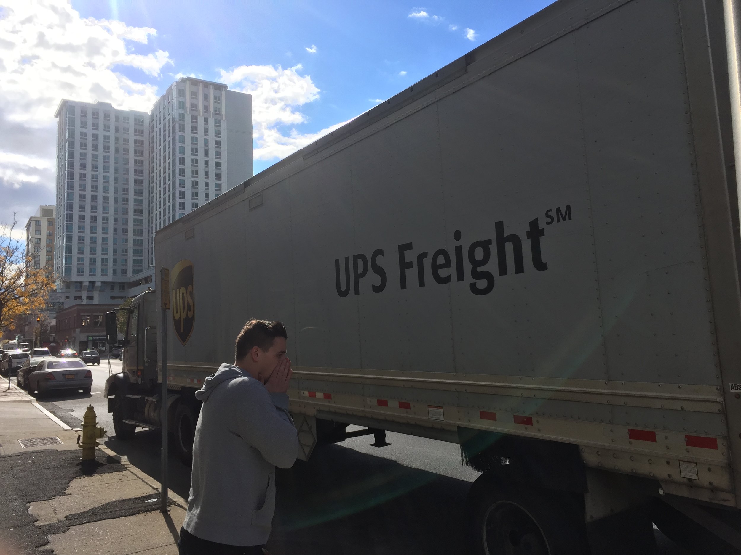  James waiting to help unload a new pallet 