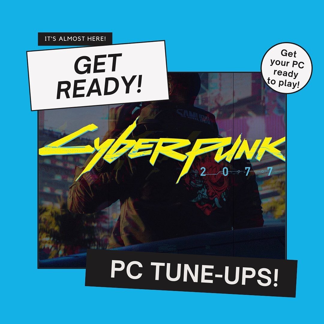 CYBERPUNK 2077 IS ALMOST HERE!

Come into Compco today to have your PC tuned-up and ready to play or visit our website to start a ticket online! (Link in bio)