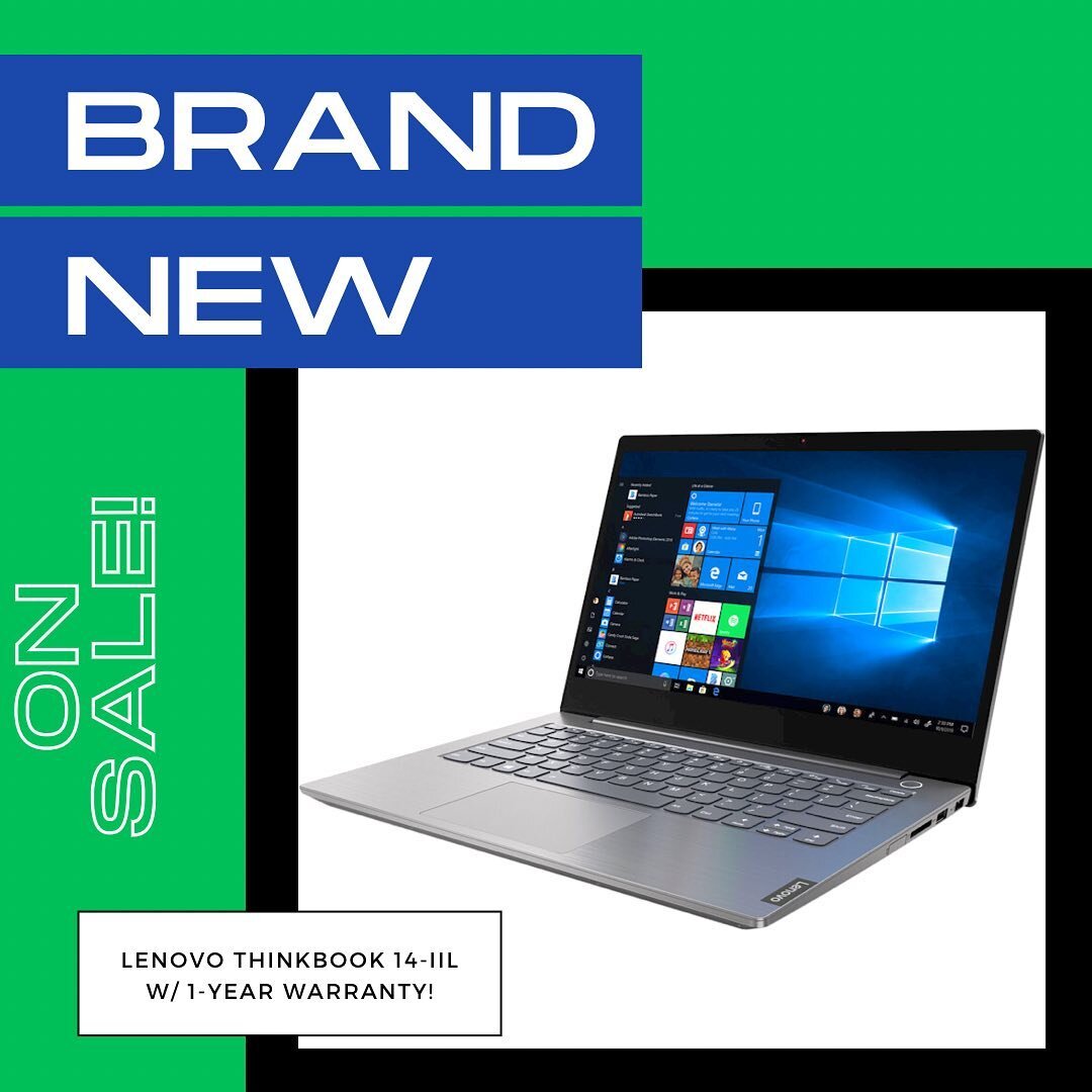 NOW ON SALE!
Lenovo ThinkBook 14-IIL w/ 1-Year Lenovo Warranty!

Now, for a limited time, we have the sleek new 2020 Lenovo ThinkPad 14-IIL in stock! With an Intel Core i5 10th Gen, processor, 8GB of RAM, and a 256GB SSD, you can have the speed you w