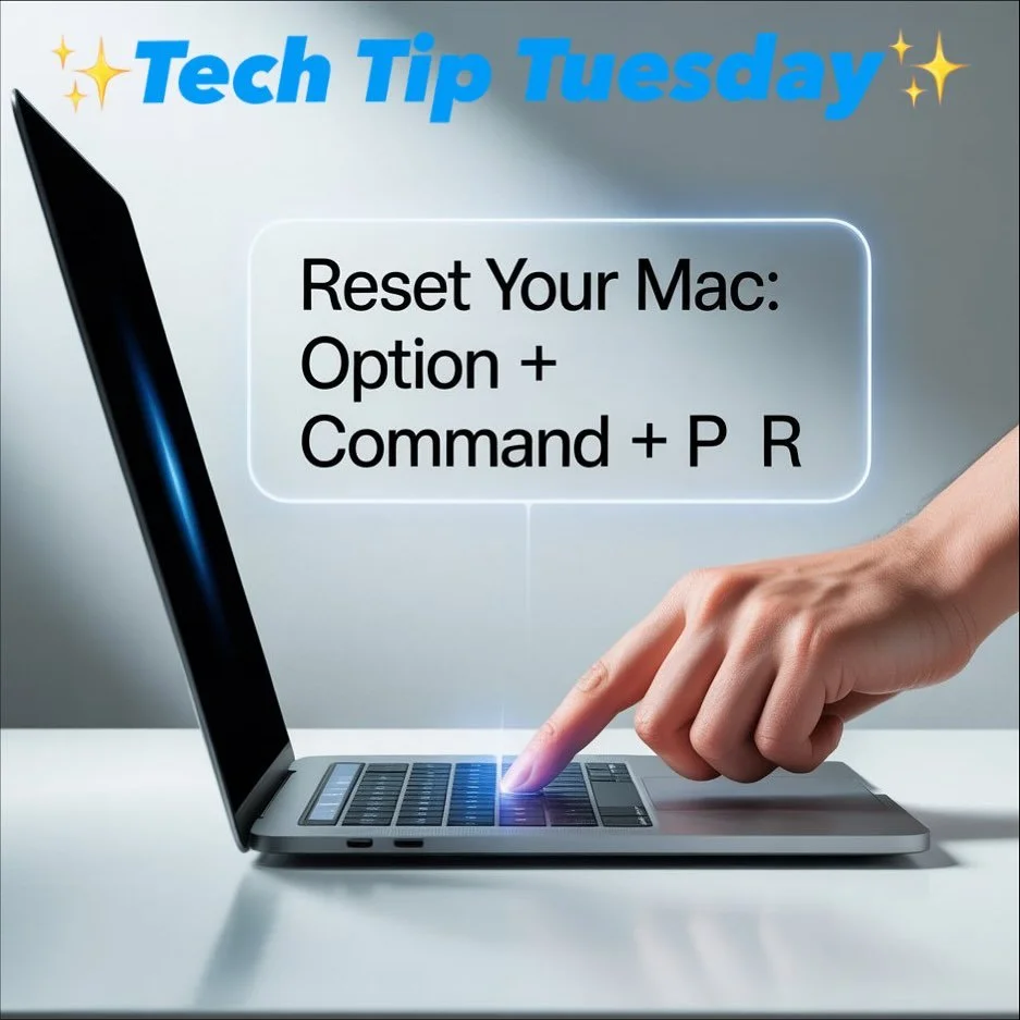 💻 Tech Tip Tuesday &mdash; Reset Your Mac&rsquo;s PRAM!

🧠 Tech Tip Tuesday: Is your Intel Mac acting glitchy? Maybe your sound, display, or startup disk settings seem off? Try a PRAM reset!

Here&rsquo;s how:
1️⃣ Shut down your Mac.
2️⃣ Turn it ba