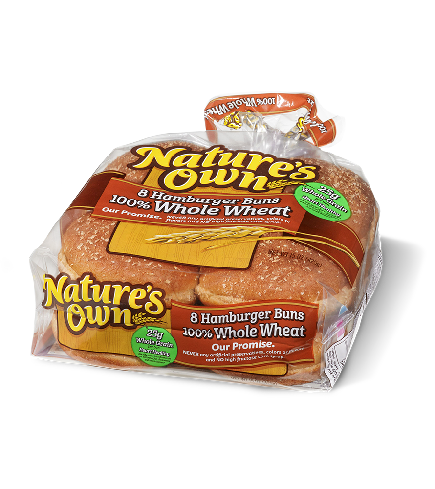 100 Whole Wheat Hamburger Buns — Nature's Own