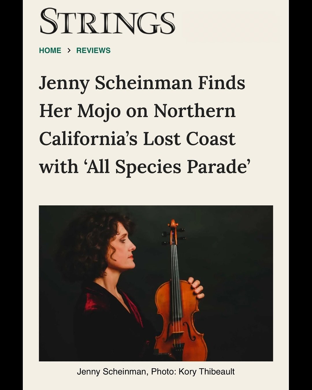 &ldquo;As the old blues lyric goes, &lsquo;My mind is in the city, but my heart is in the countryside,&rsquo;&rdquo; says jazz violinist Jenny Scheinman when asked about her decision in 2012 to leave a thriving career in New York City to return to he