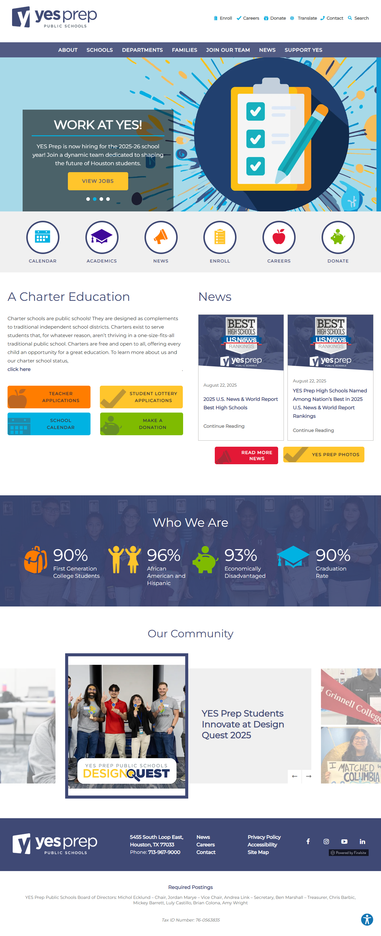 old YES Prep website Design