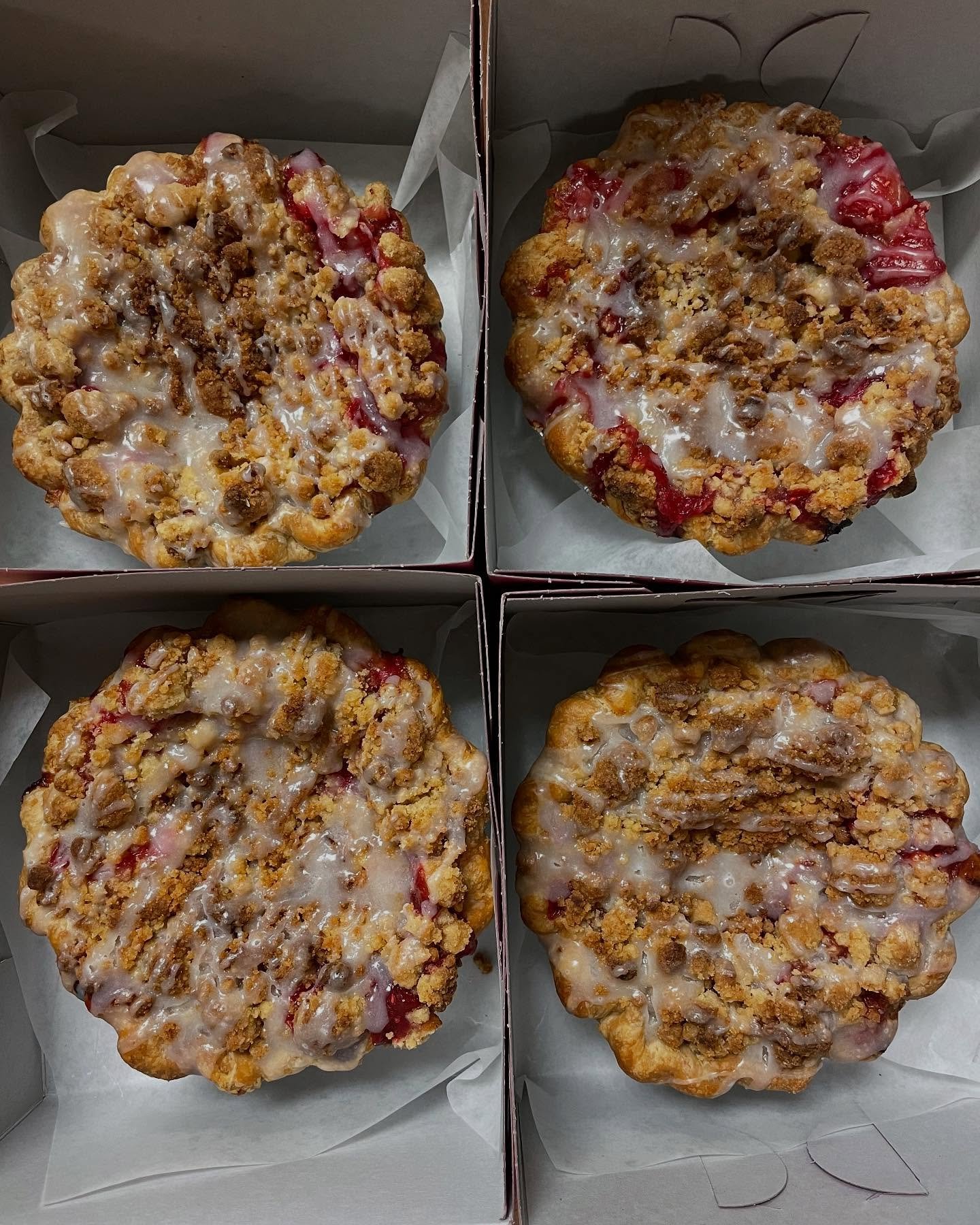 We&rsquo;re all still waiting for this dang pie baby! Meanwhile you can get a baby pie (or a large) of our newest pie offering. Rhubarb + Raspberry Crumble. This is not to say that strawberry rhubarb isn&rsquo;t a wonderful pairing but over here at P