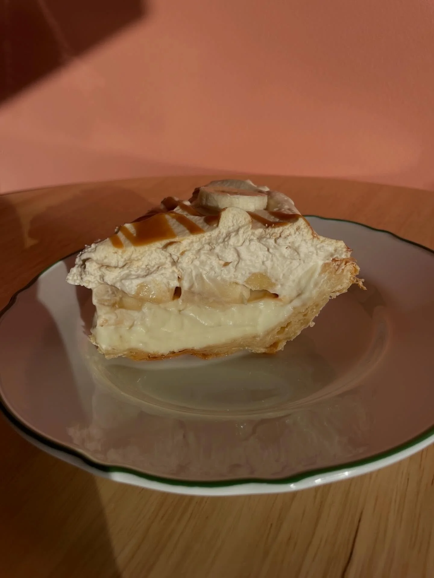 Our ✨Pie Highlight✨this week is the 
Caramel Banana Cream Pie. 
It&rsquo;s a forever menu item and is always available at the bakery and on our website for weekly orders.
We start by making a vanilla pastry cream and top it with fresh banana slices w