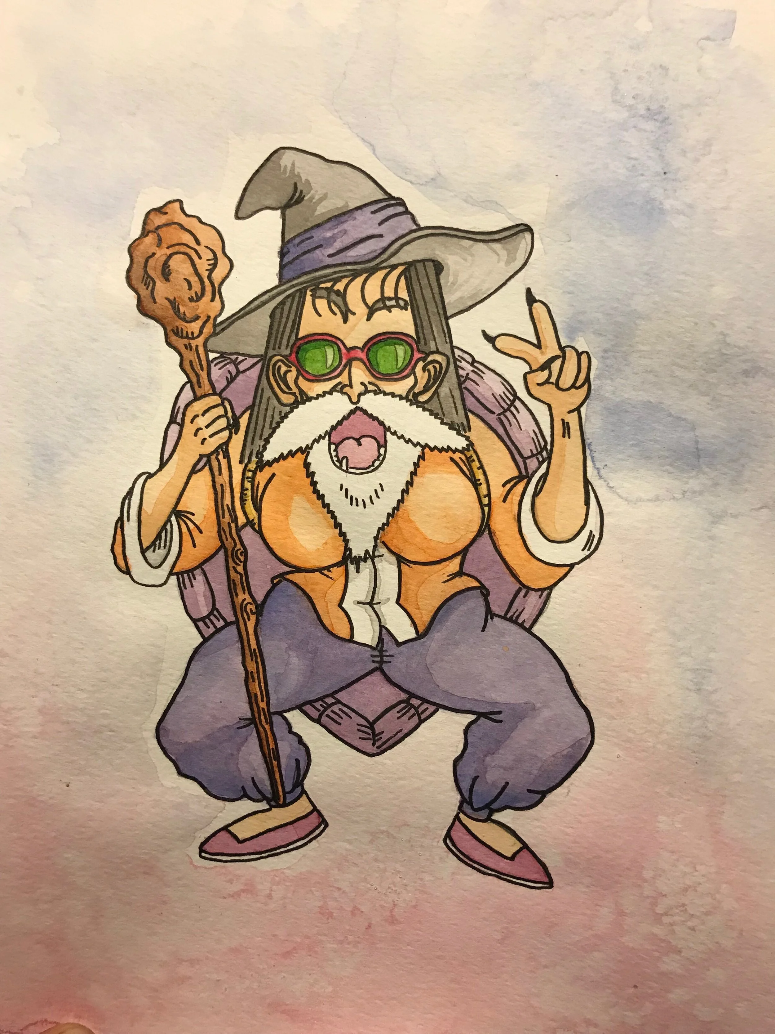  A Portrait of Cat (Gandalf the Gay Turtle Hermit) Watercolor 11.5” x 8” SOLD 