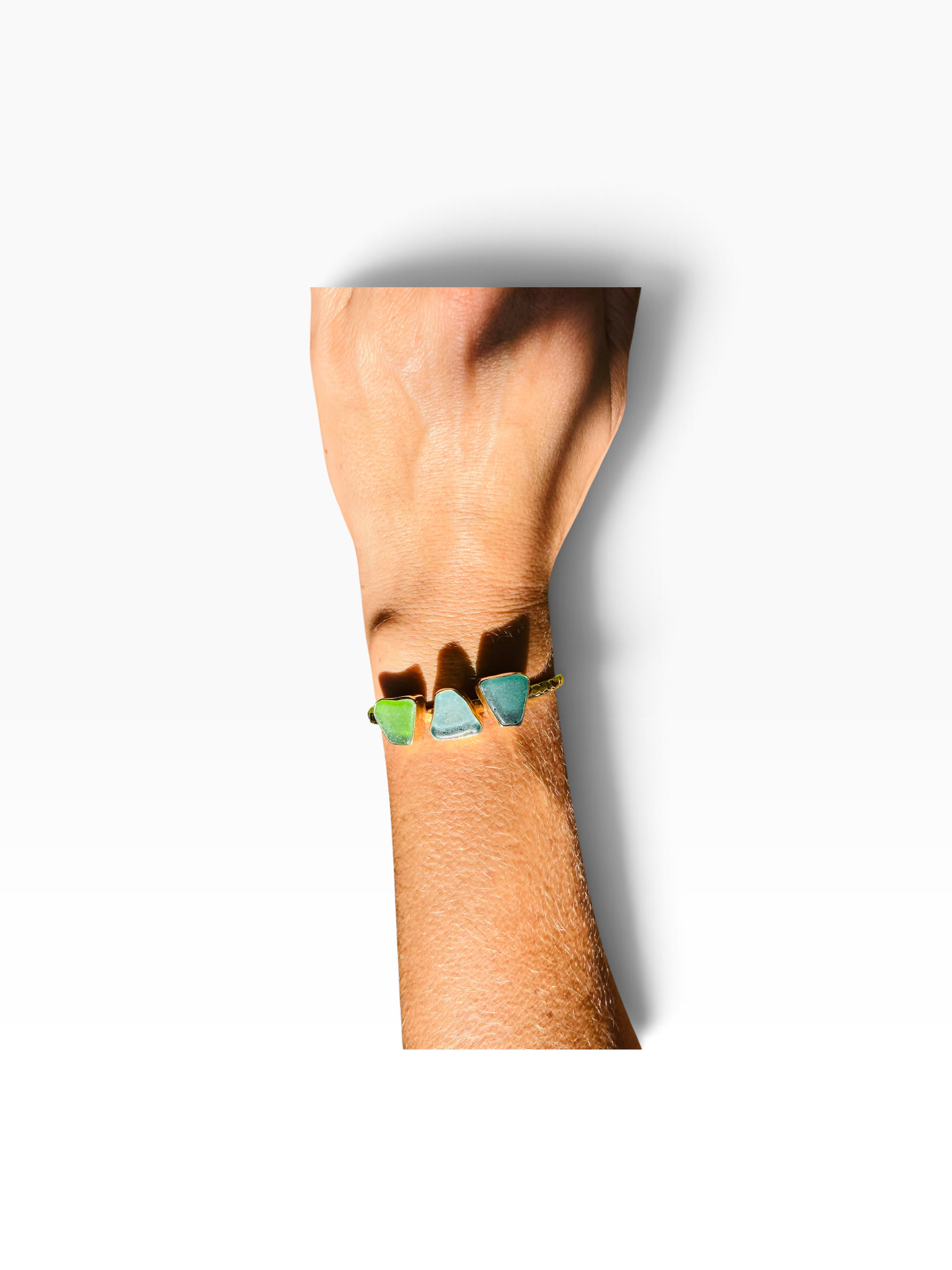 Caribbean Sea Glass Cuff Bracelet