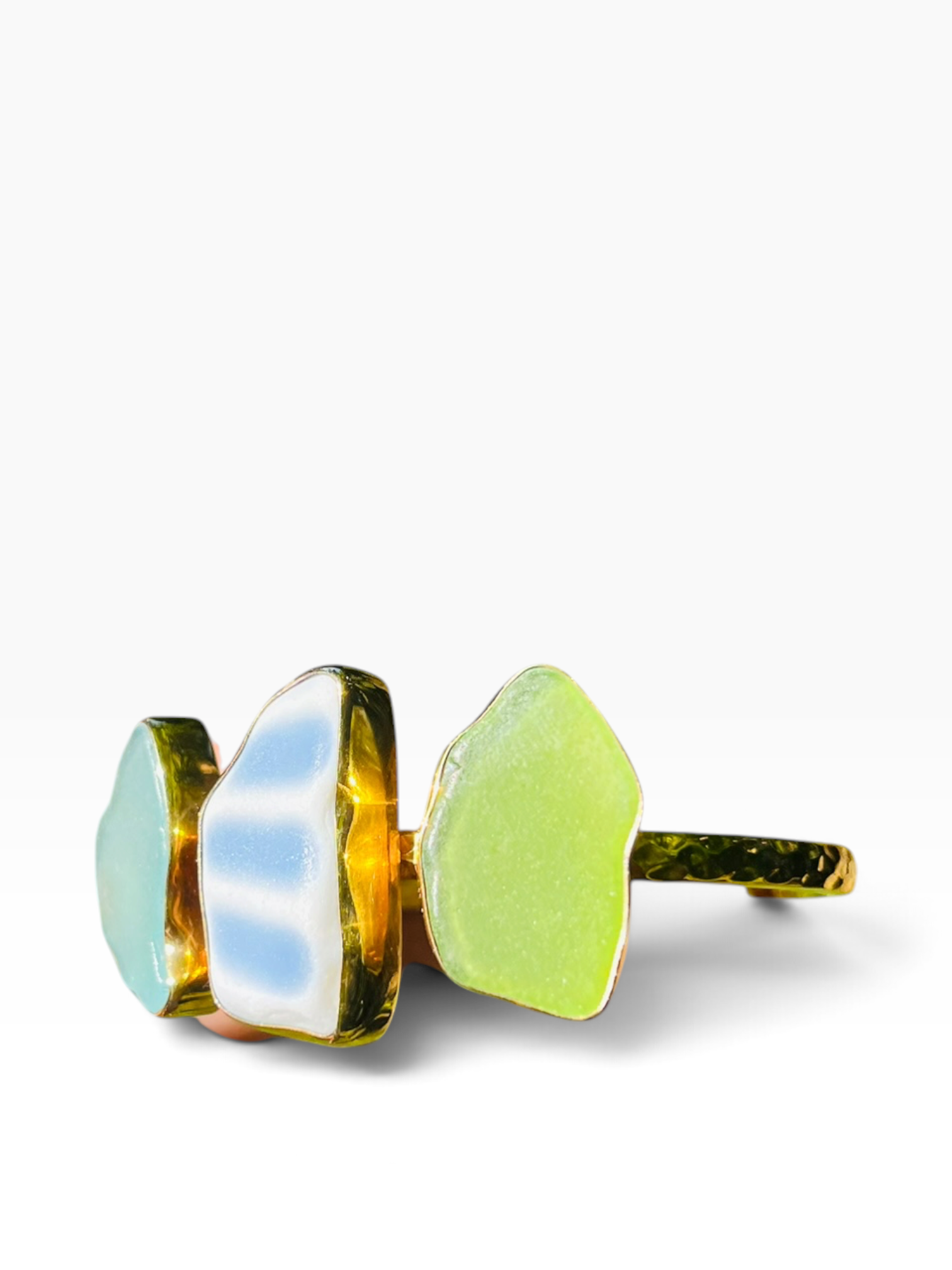 Caribbean Sea Glass and China Cuff Bracelet
