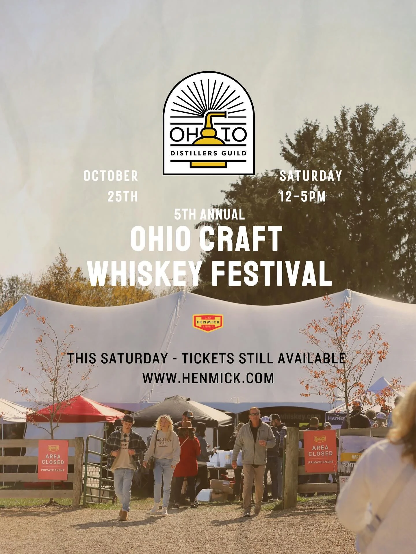 5TH ANNUAL OHIO CRAFT WHISKEY FESTIVAL THIS SATURDAY!
🎟️ TICKETS: Includes 8 tastings. Additional tastings may be purchased at the event. Please Enjoy Responsibly, Must be 21+ to attend
➡️Doors open at 11:30AM, must be 21+ to enter event tent
https