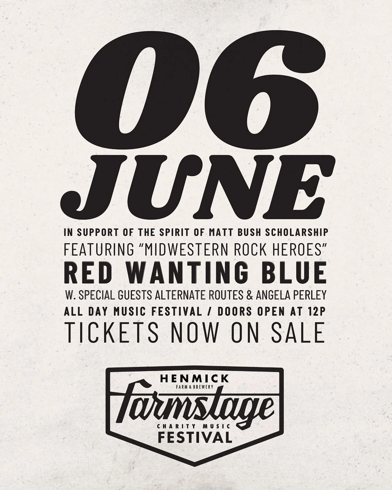Reminder: This Saturday we&rsquo;re hosting an all-day Charity Music Festival at Henmick benefiting the Spirit of Matt Bush Scholarship Fund.
-100% of ticket proceeds will go directly to the scholarship fund!
-A ticket is required for entry. -Tickets