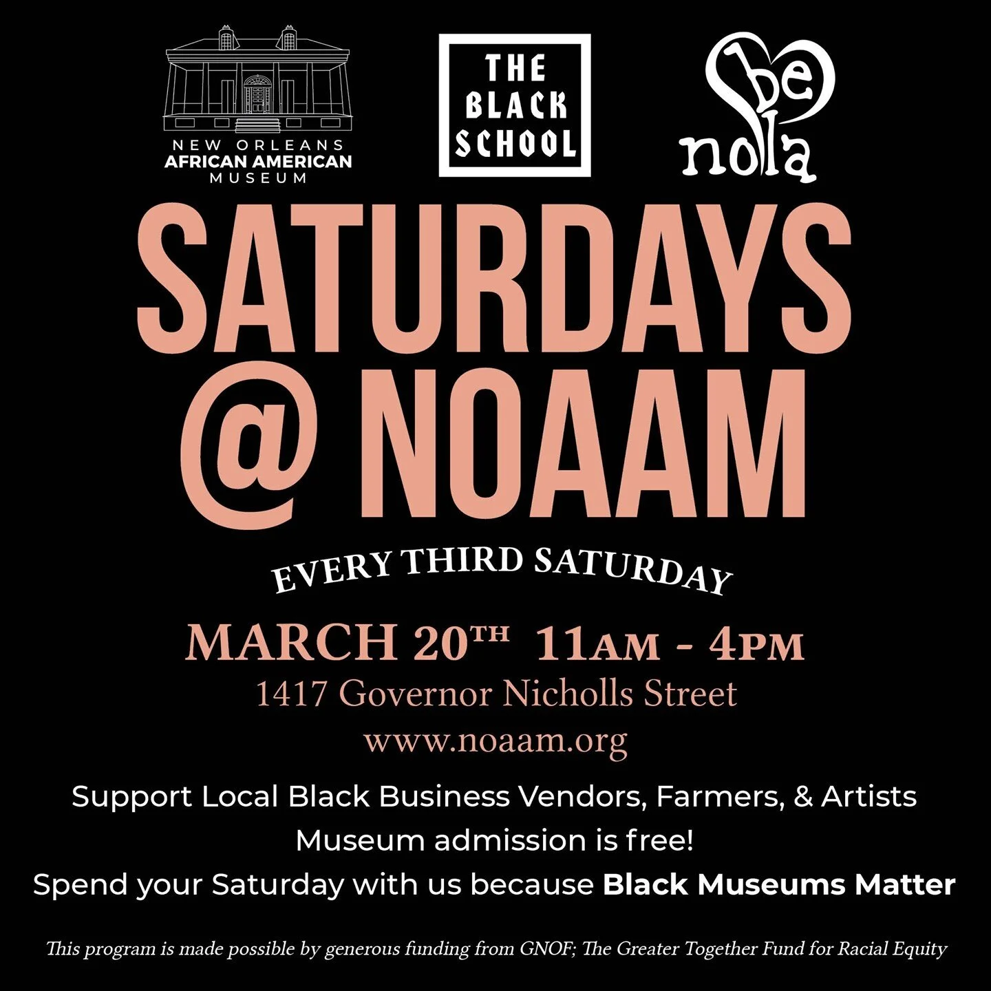 This Saturday !! We are glad to partner up with @theblackschool (in collaboration with @blackednola ), promoting art education and engagement with black owned-businesses! 

This is a FREE DAY so, we encourage visitors to sign-up for our Memeberships!