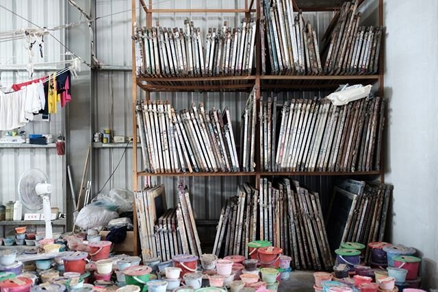 Take a peek at one of our facilities where screen printing is done. This is a technique used to transfer vivid and bold imagery onto a wide array of fabrics. 👕⁠
⁠
What you're looking at here are past stencils of different artwork.⁠
⁠
.⁠
.⁠
.⁠
#tobim