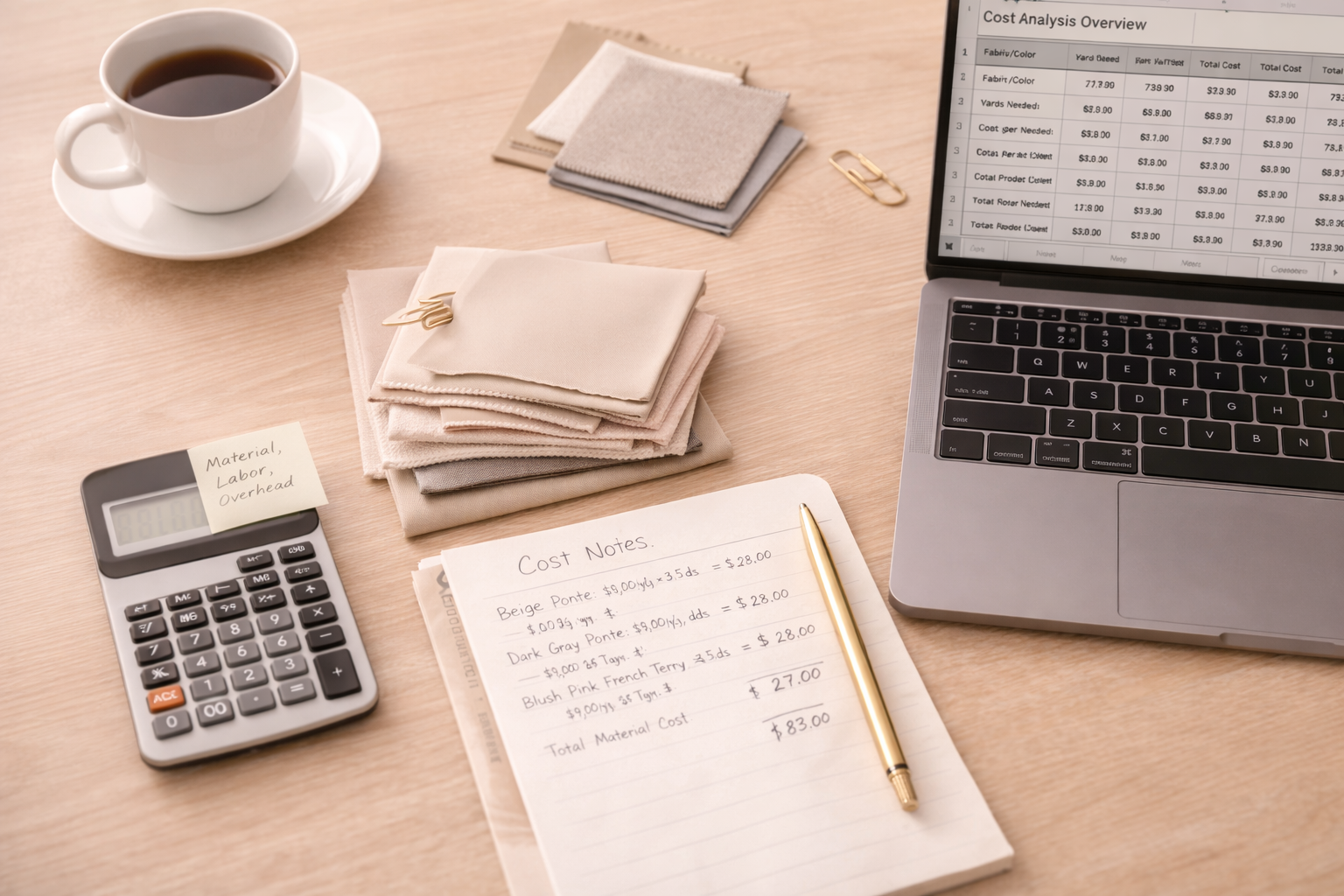 Cost breakdown planning for bamboo sleepwear production