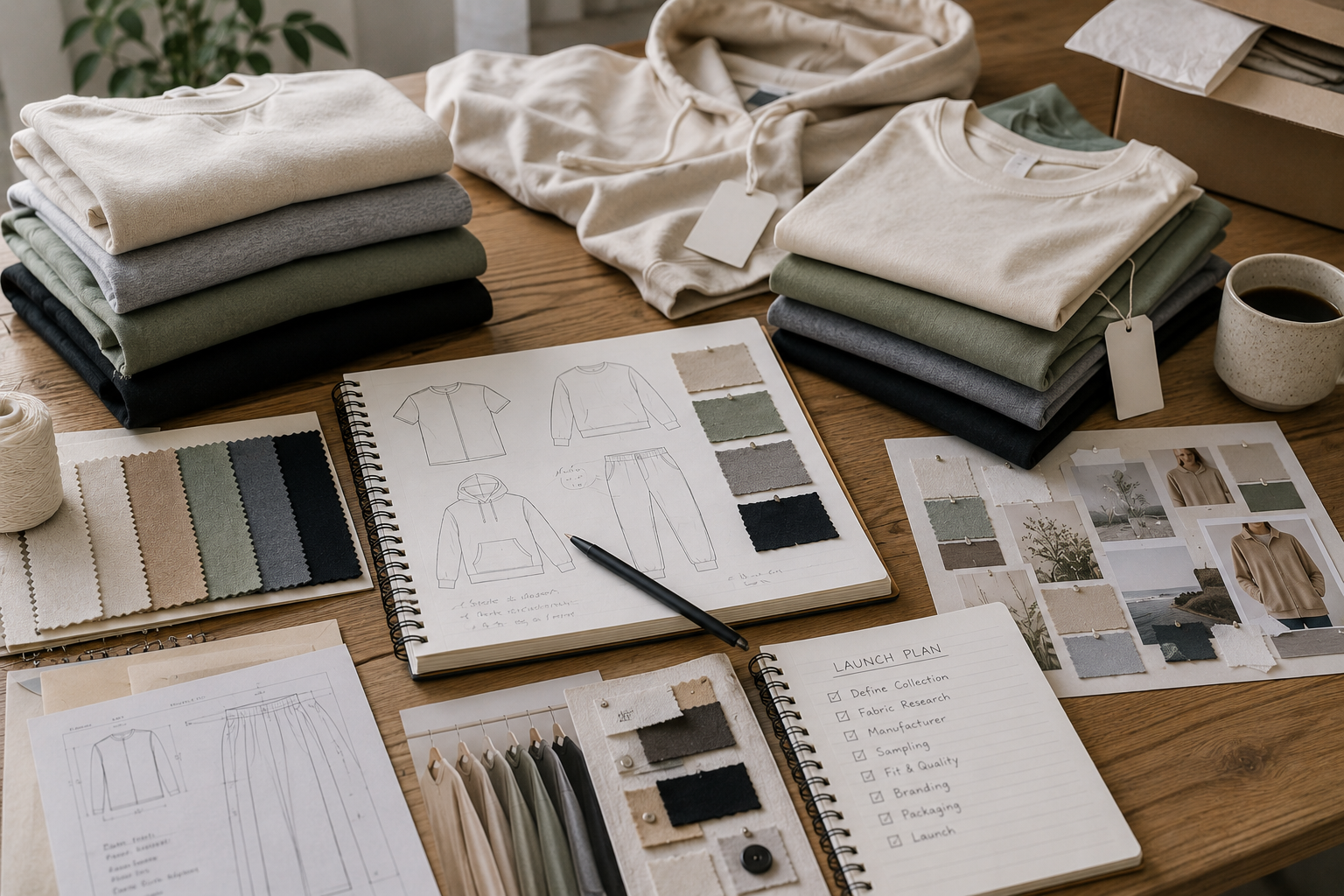 Apparel production budgeting and planning materials for a startup brand.